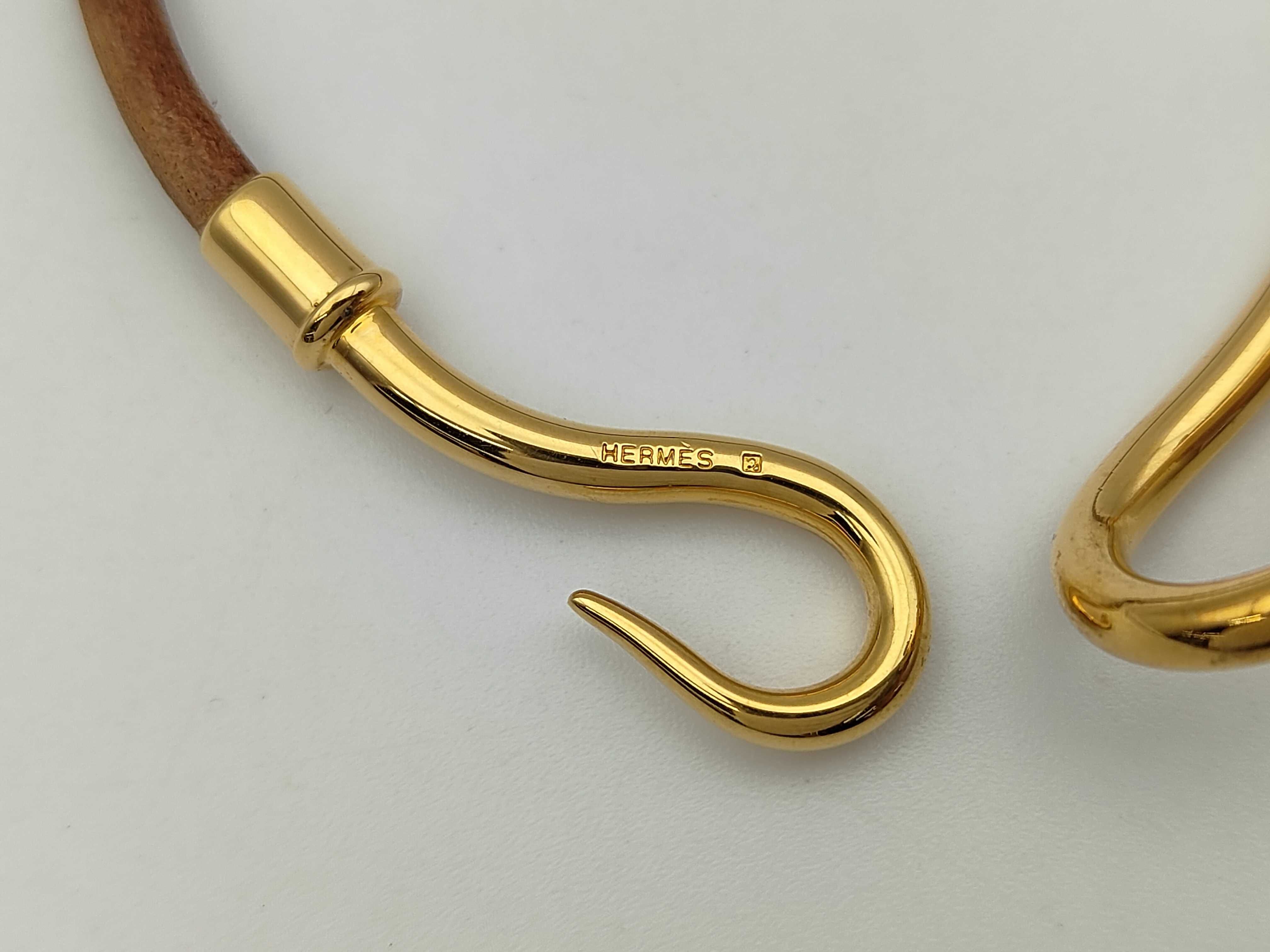 Jumbo Leather Brown Gold Hardware Bracelet Bracelet/Bangle — view 3