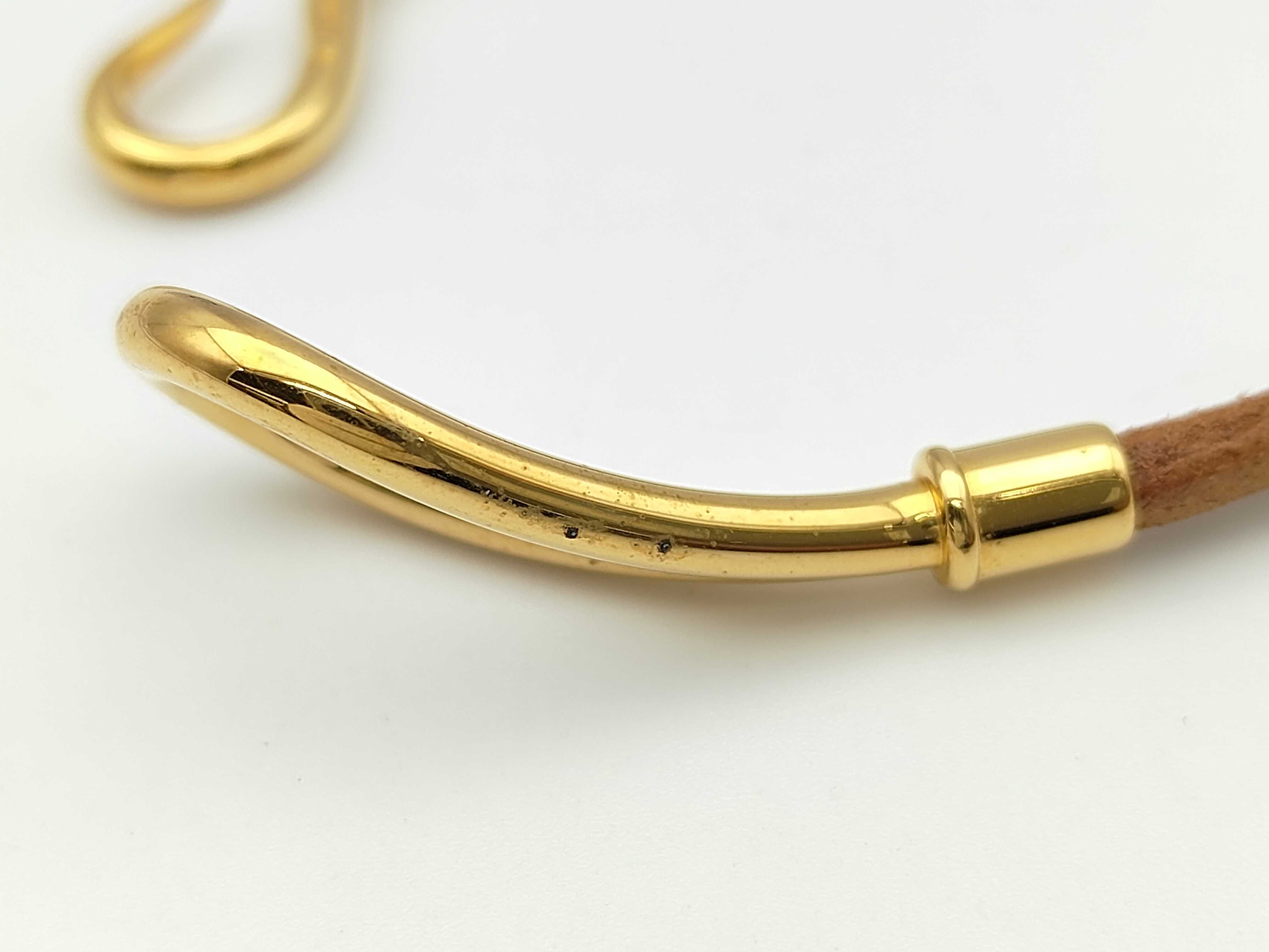 Jumbo Leather Brown Gold Hardware Bracelet Bracelet/Bangle — view 5