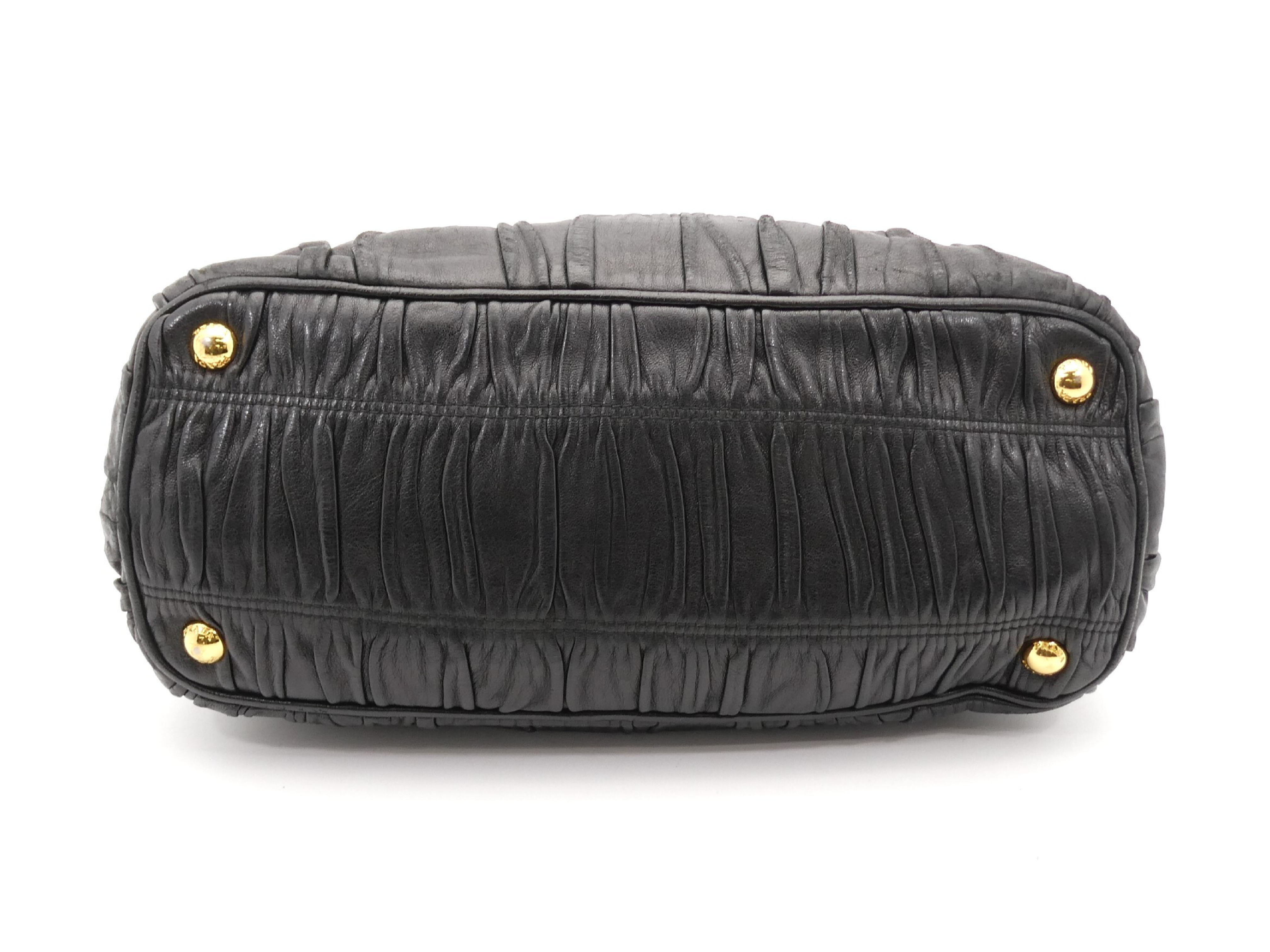 Logo Gathered Leather Handbag — view 5