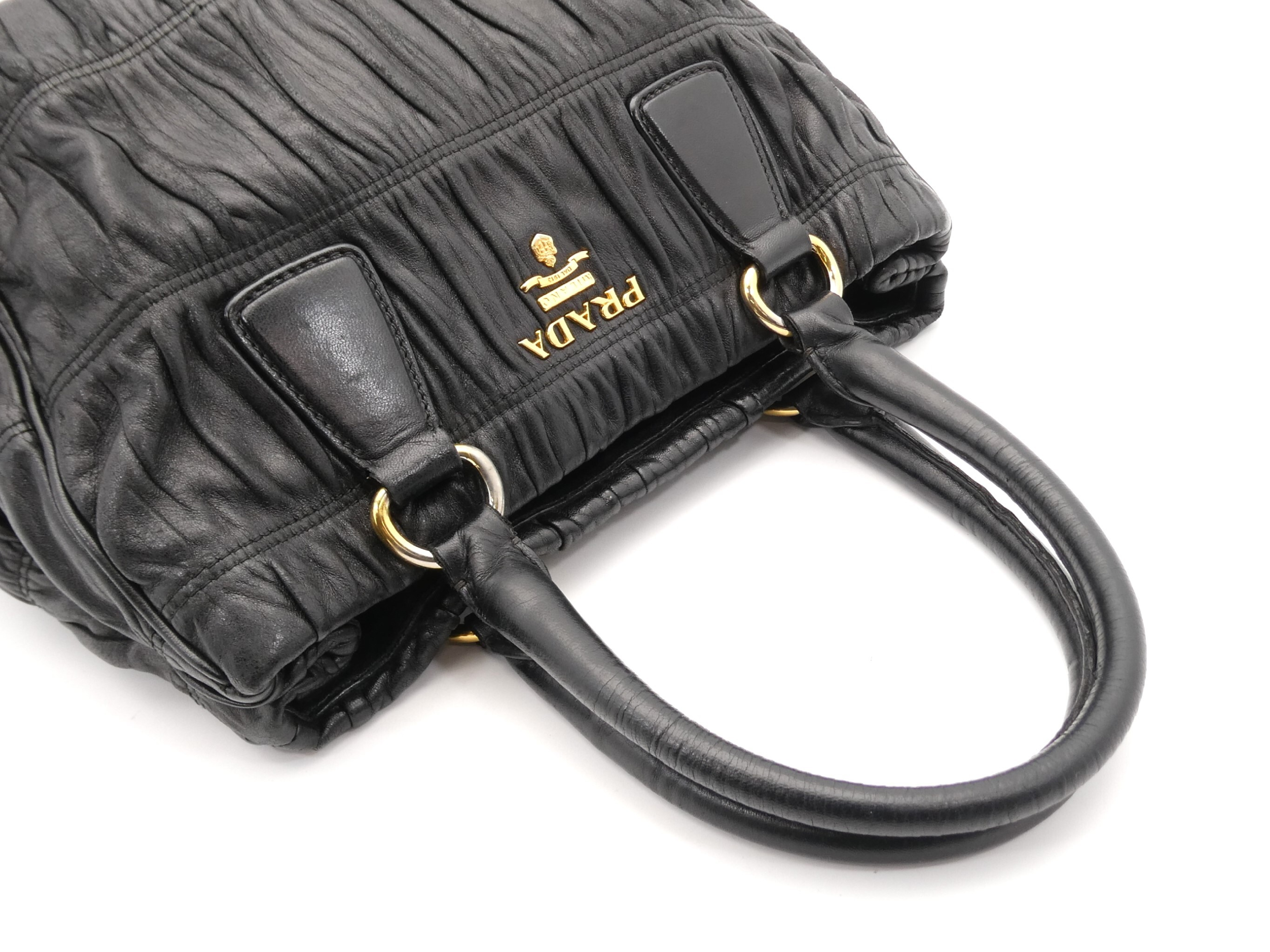 Logo Gathered Leather Handbag — view 6