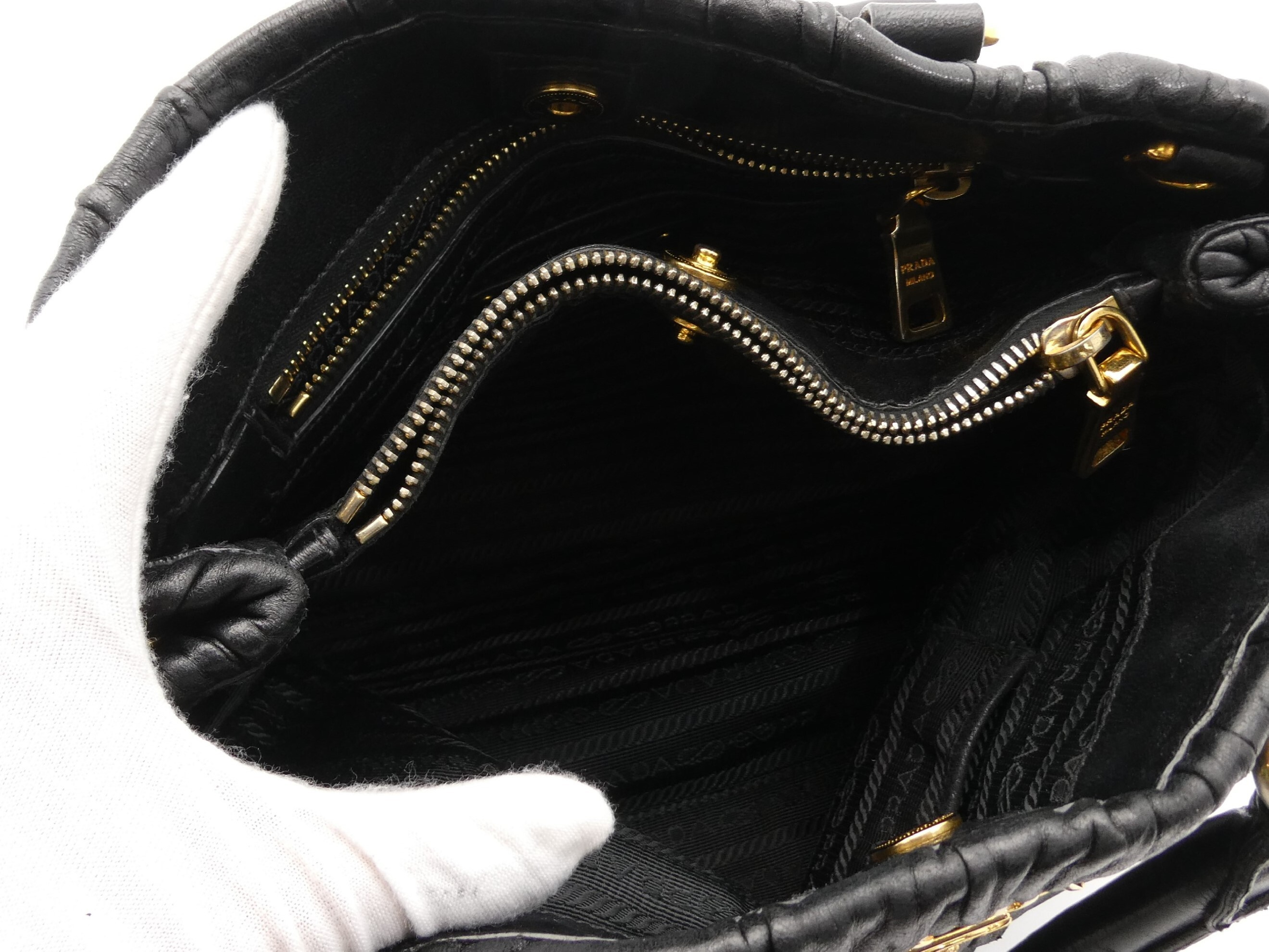 Logo Gathered Leather Handbag — view 7