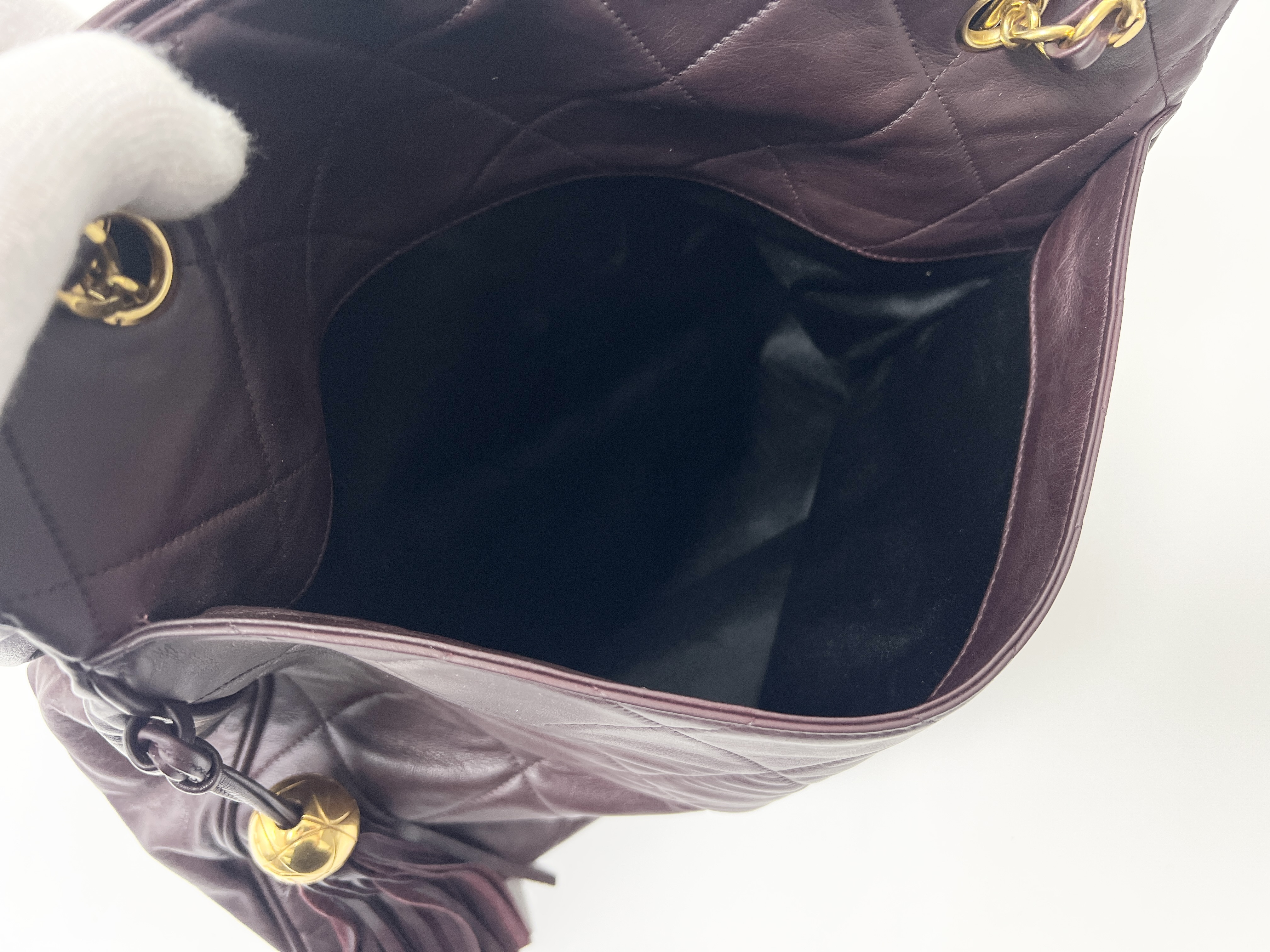 Matelassé Coco Mark Coco Ball Fringe Tassel Lambskin Leather Chain Shoulder Tote Bag — view 11