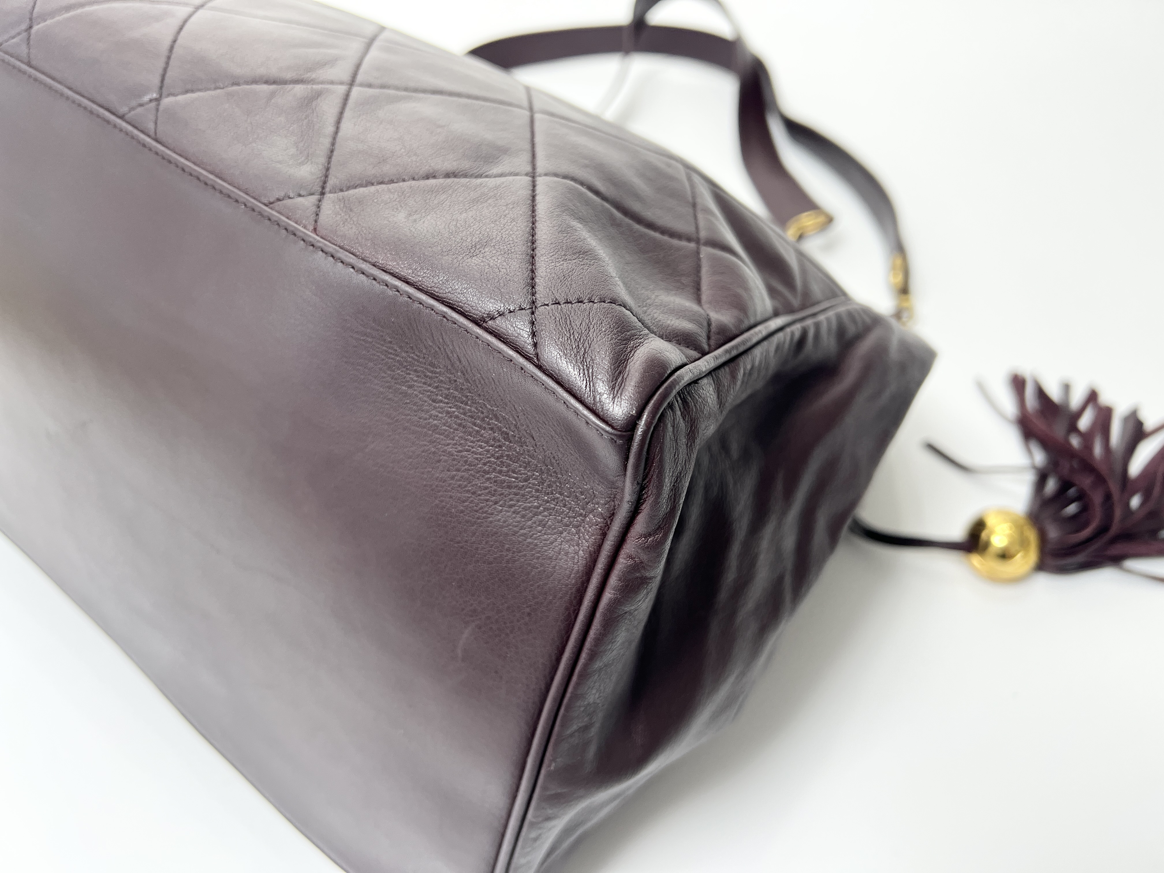 Matelassé Coco Mark Coco Ball Fringe Tassel Lambskin Leather Chain Shoulder Tote Bag — view 15
