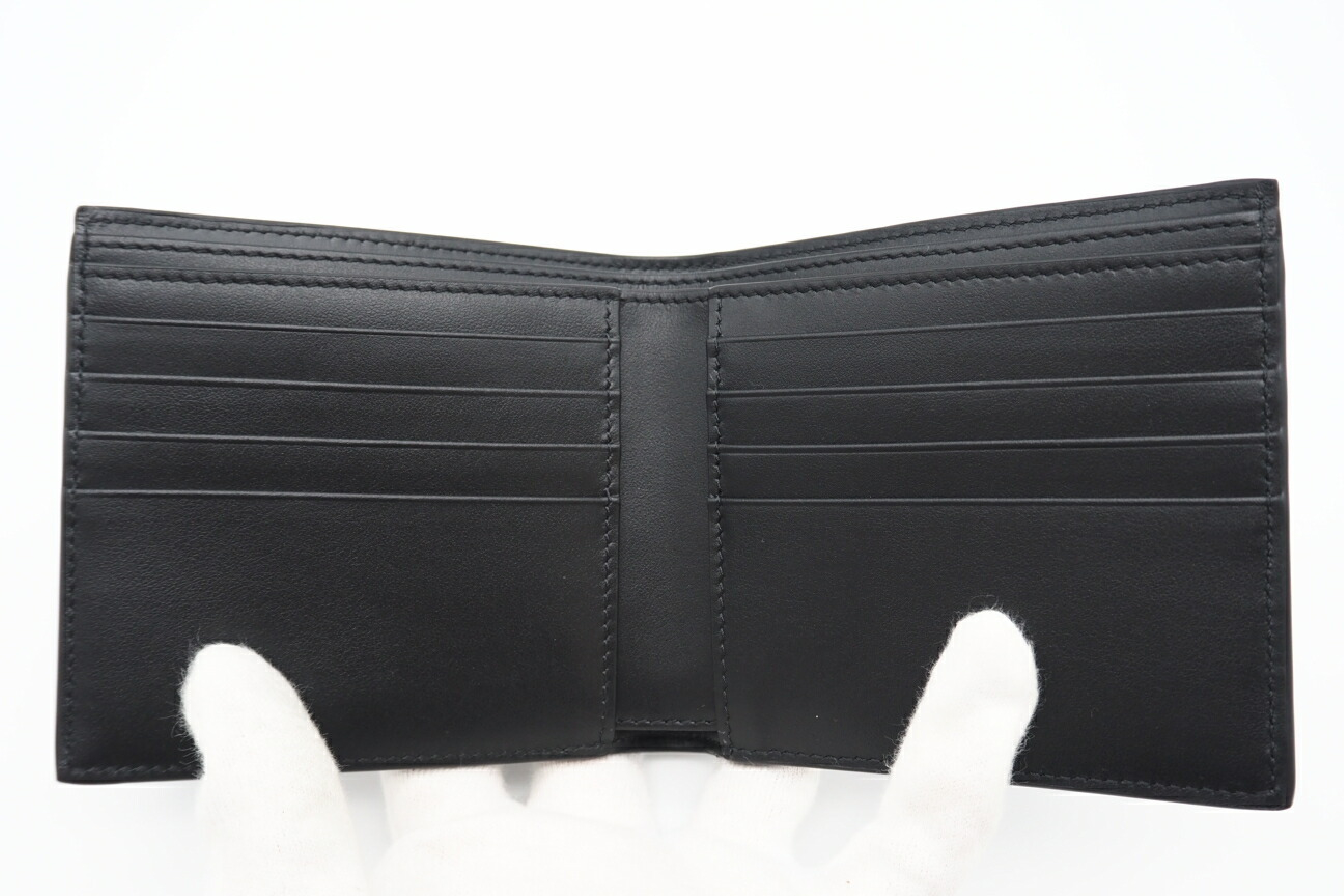 10B653BEN.38SI Grained Calfskin Bifold Wallet, Black, with Dust Bag and Box, Billfold — view 8