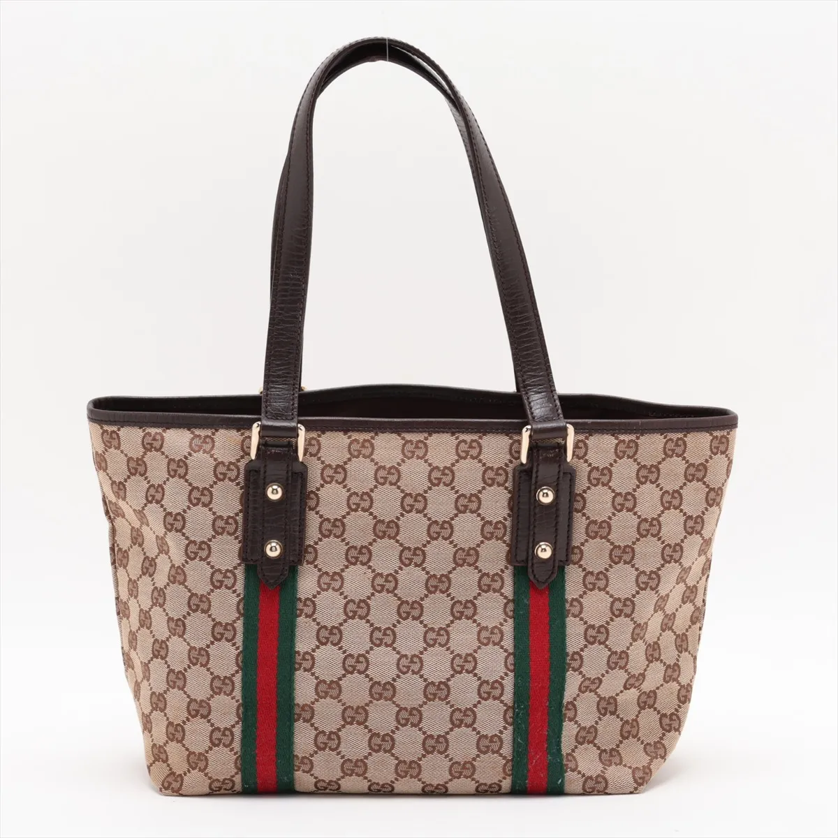 GG Canvas 137396 Canvas x Leather Tote Bag Beige x Brown — view 2
