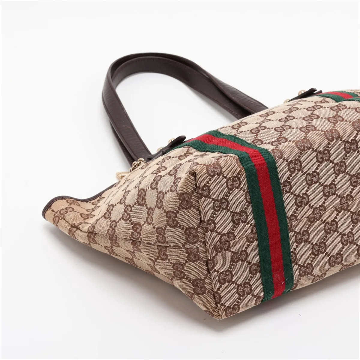 GG Canvas 137396 Canvas x Leather Tote Bag Beige x Brown — view 4