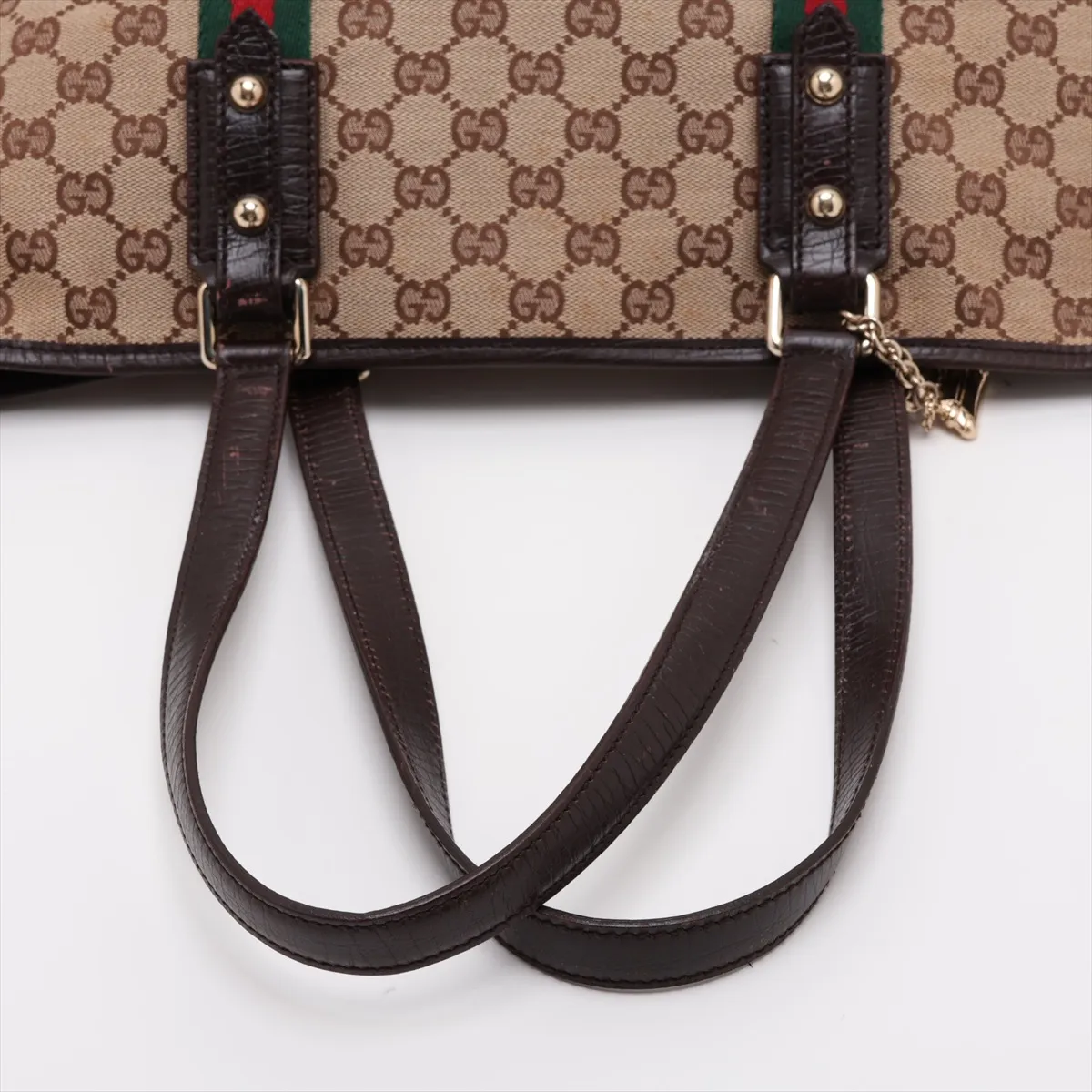 GG Canvas 137396 Canvas x Leather Tote Bag Beige x Brown — view 5