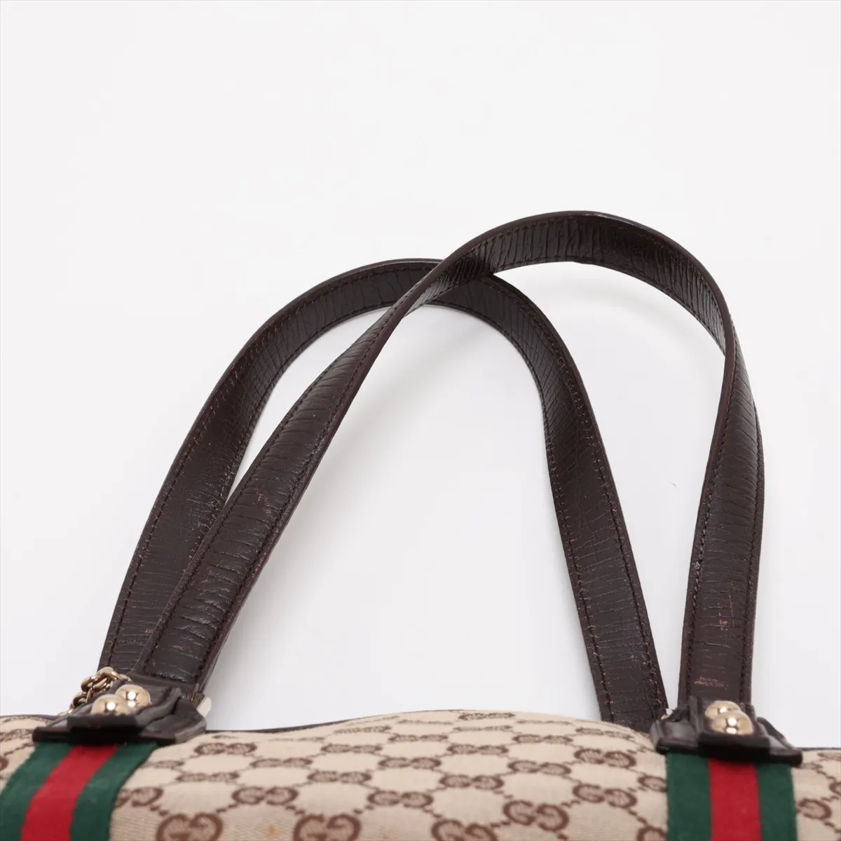 GG Canvas 137396 Canvas x Leather Tote Bag Beige x Brown — view 6