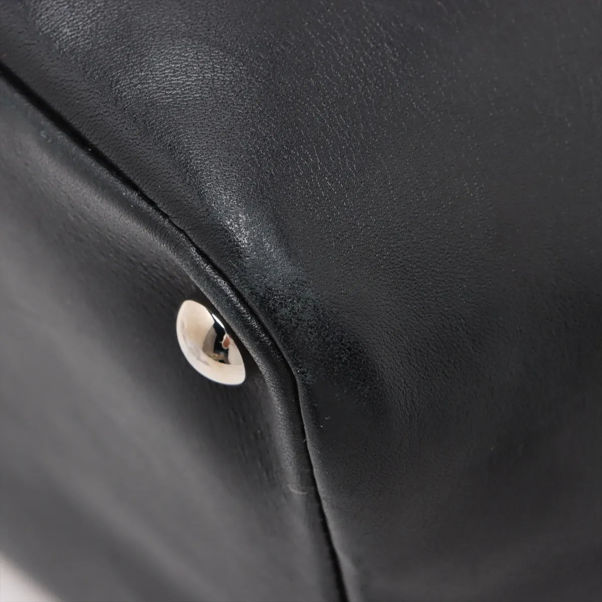 Cambon Line Lambskin Tote Bag, Beige x Black, Silver Hardware, 9018262, Series 9 — view 13