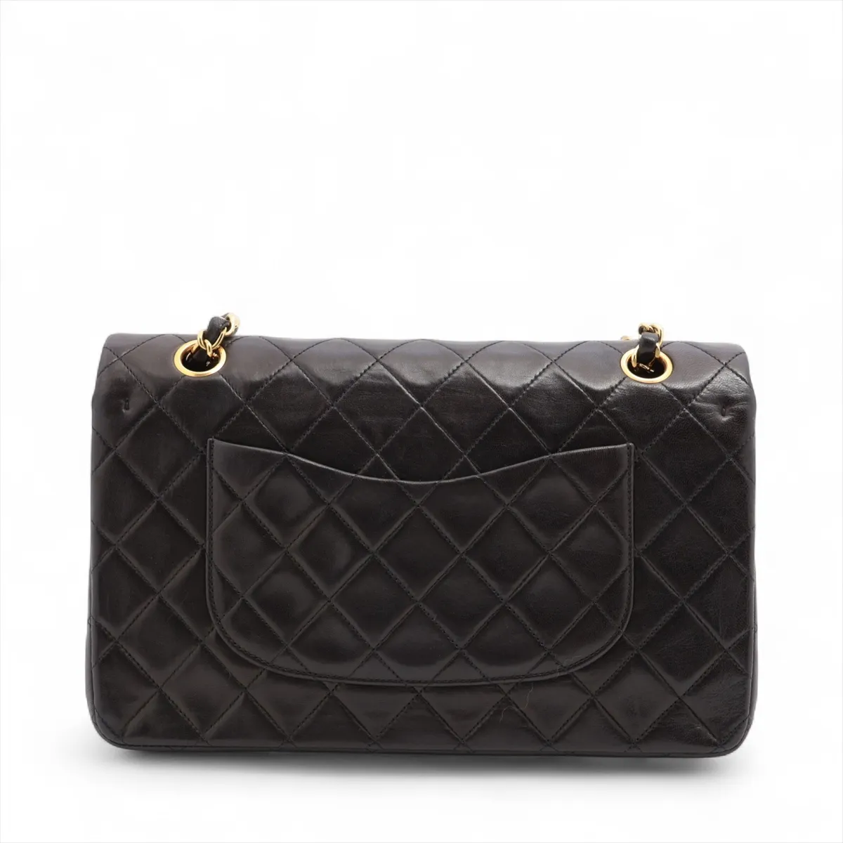 Matelassé 25 Lambskin Double Flap Double Chain Bag, Black with Gold Hardware, 3089893, Series 3, A01112 — view 2