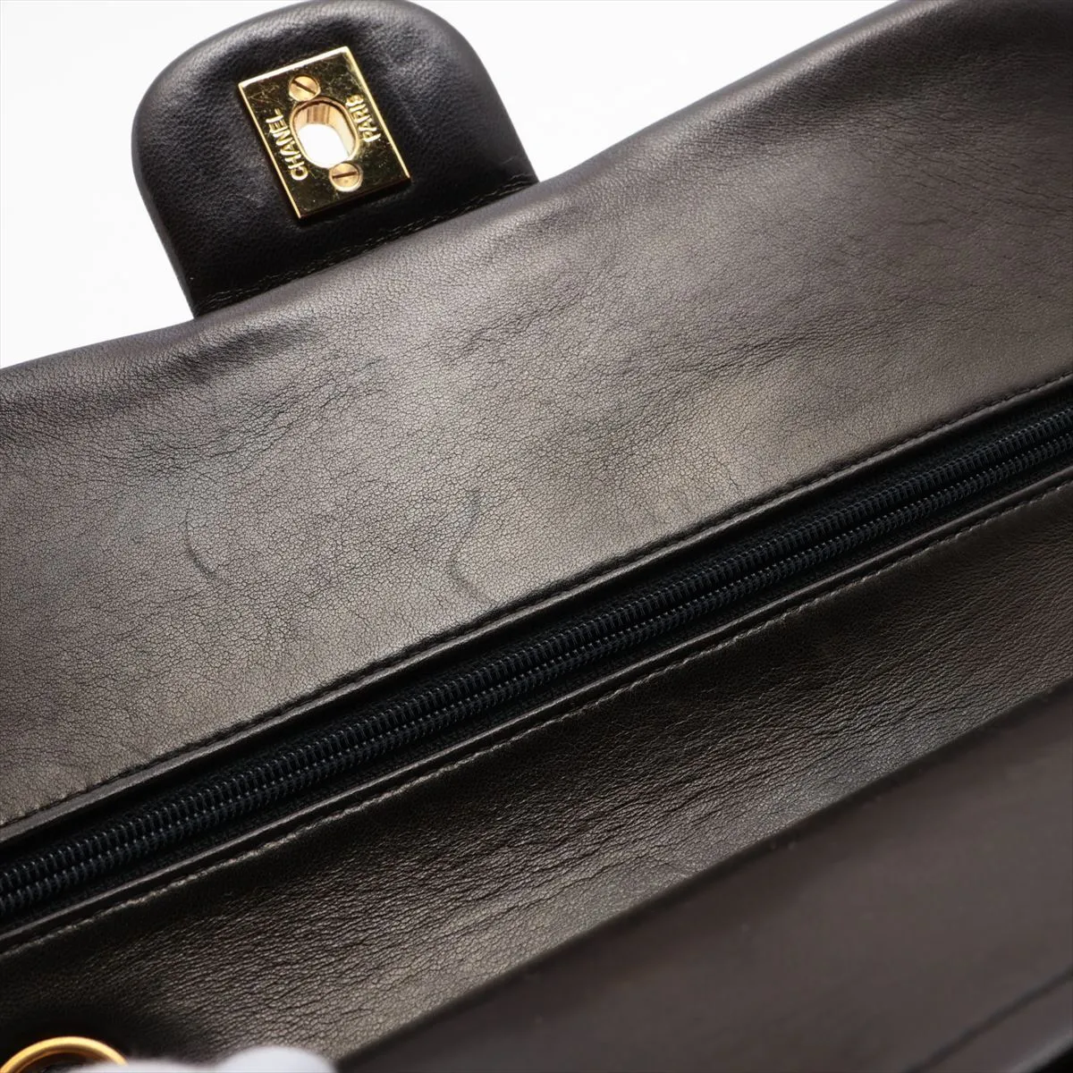 Matelassé 25 Lambskin Double Flap Double Chain Bag, Black with Gold Hardware, 3089893, Series 3, A01112 — view 15