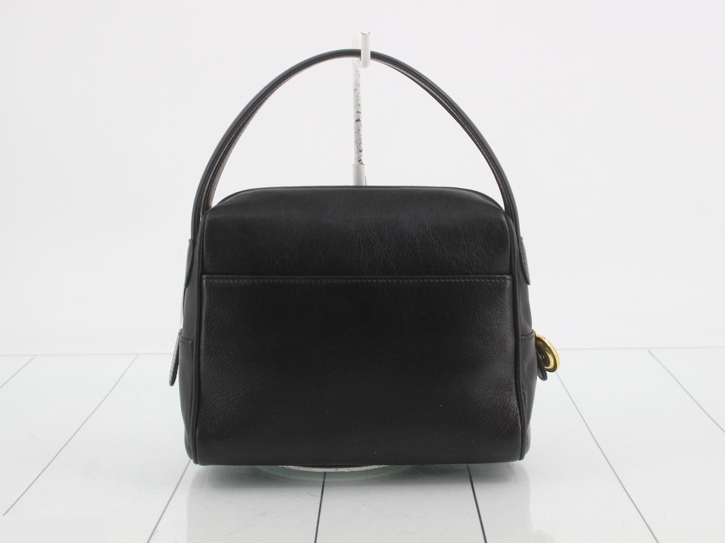 Leather mini handbag with one handle, black. — view 2