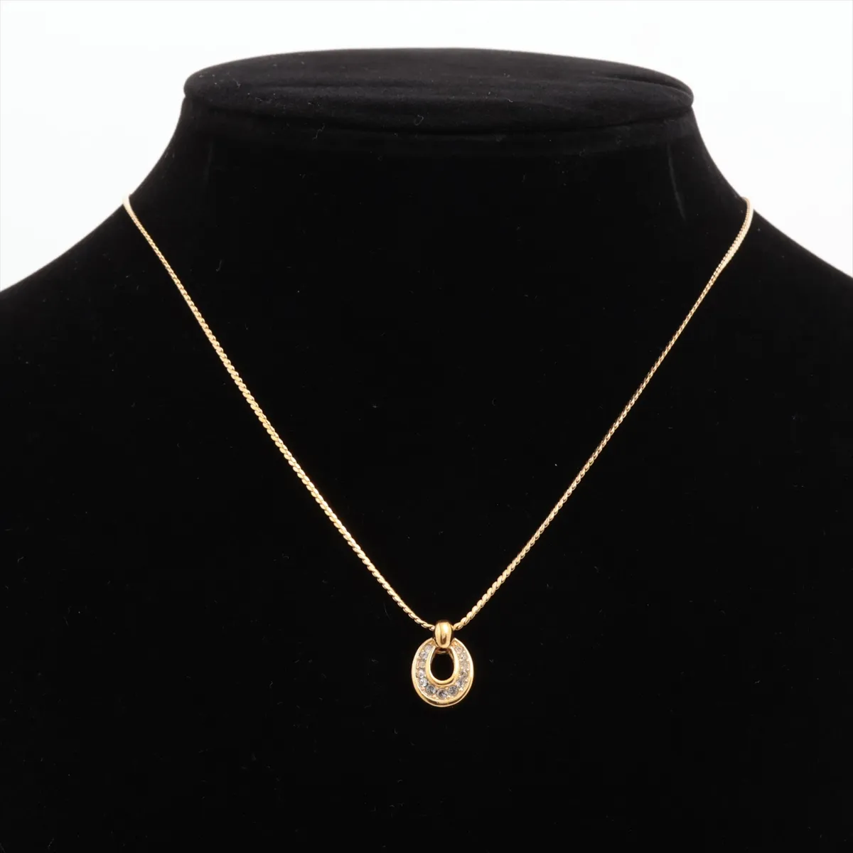 necklace, gold plated with rhinestones. Shows signs of wear, — view 5