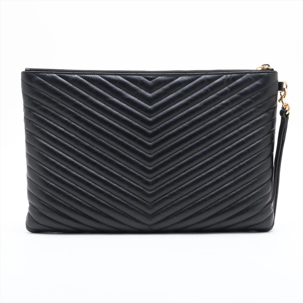 Leather Clutch Bag, Black, 440222 — view 2