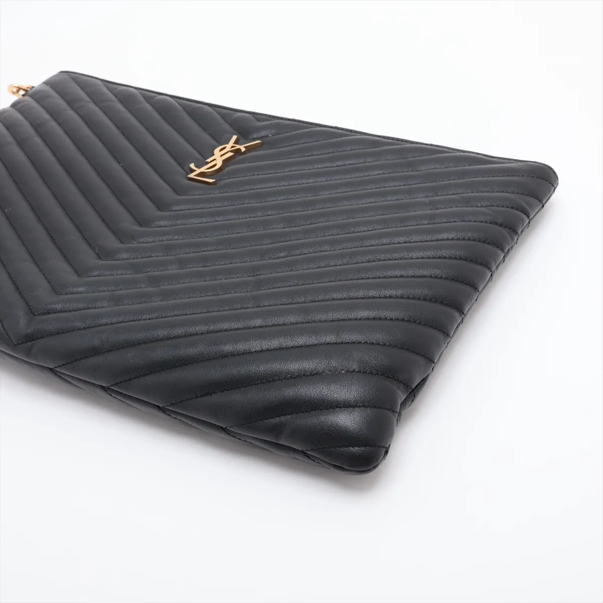 Leather Clutch Bag, Black, 440222 — view 3