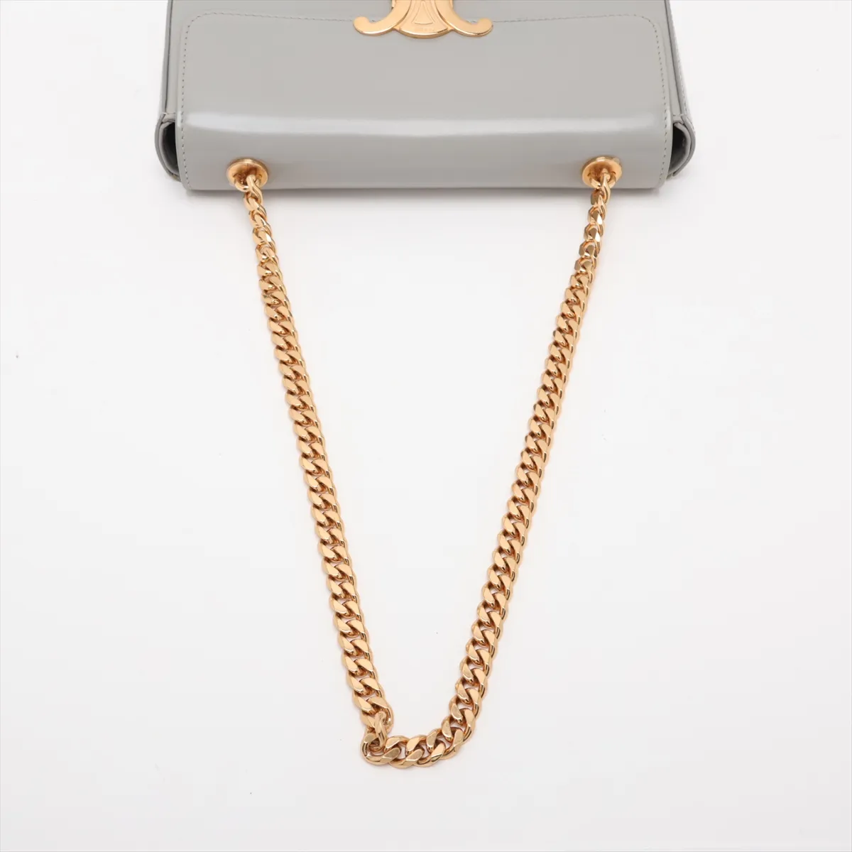 Cuir Triomphe Leather Chain Shoulder Bag, Gray — view 5