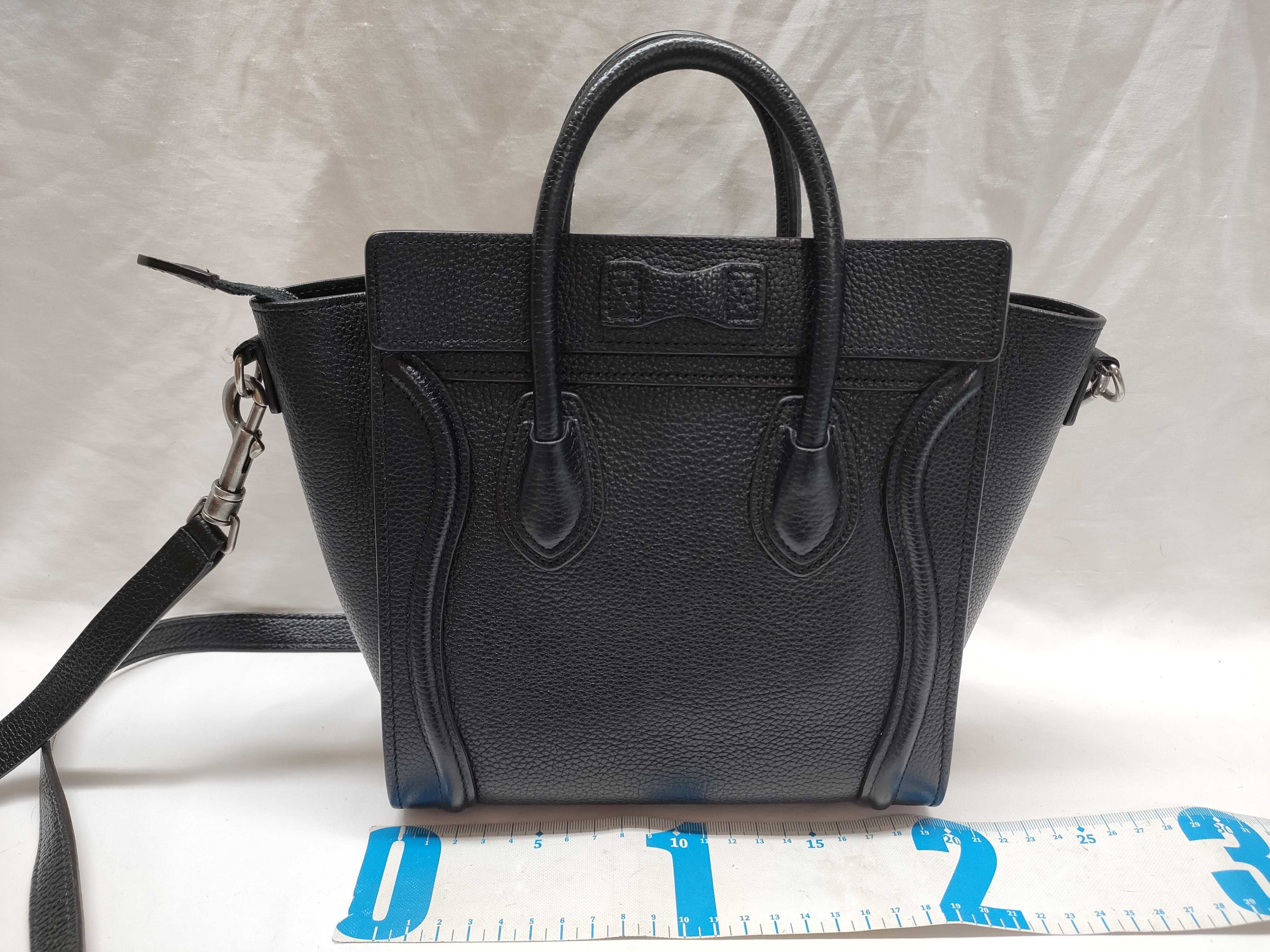 Luggage Nano Shopper Leather 2-Way Handbag, Black — view 2