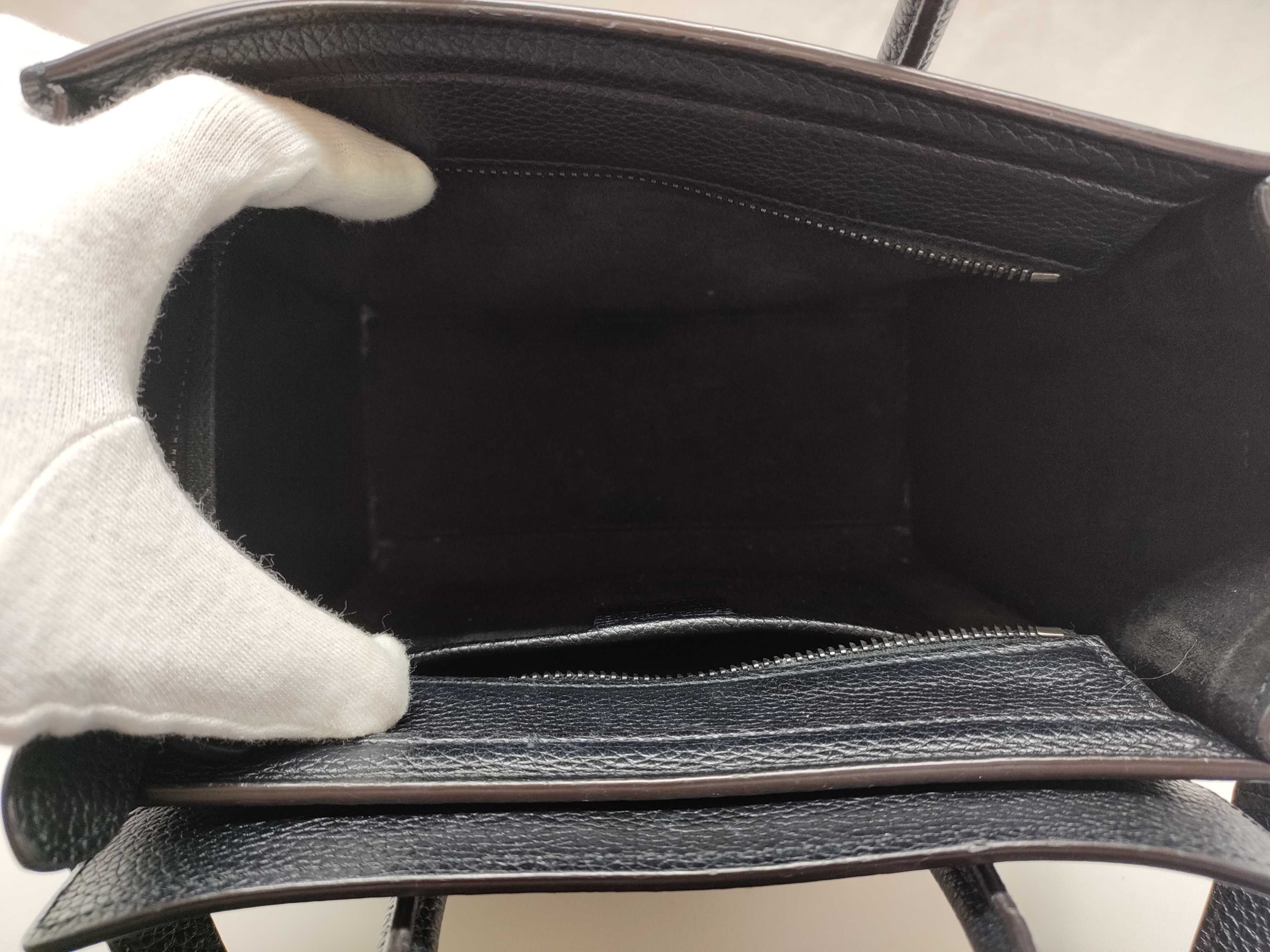 Luggage Nano Shopper Leather 2-Way Handbag, Black — view 13