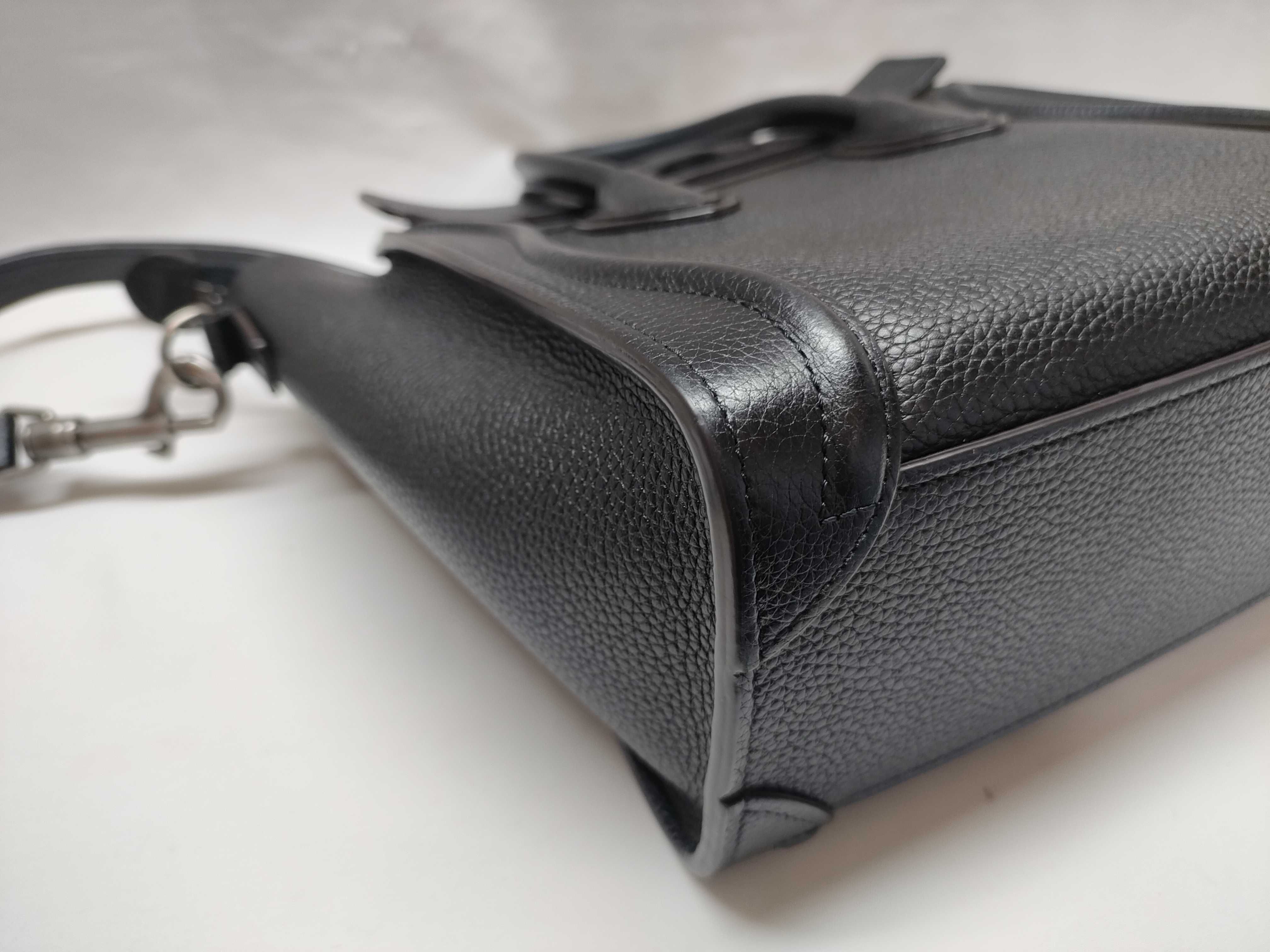 Luggage Nano Shopper Leather 2-Way Handbag, Black — view 4
