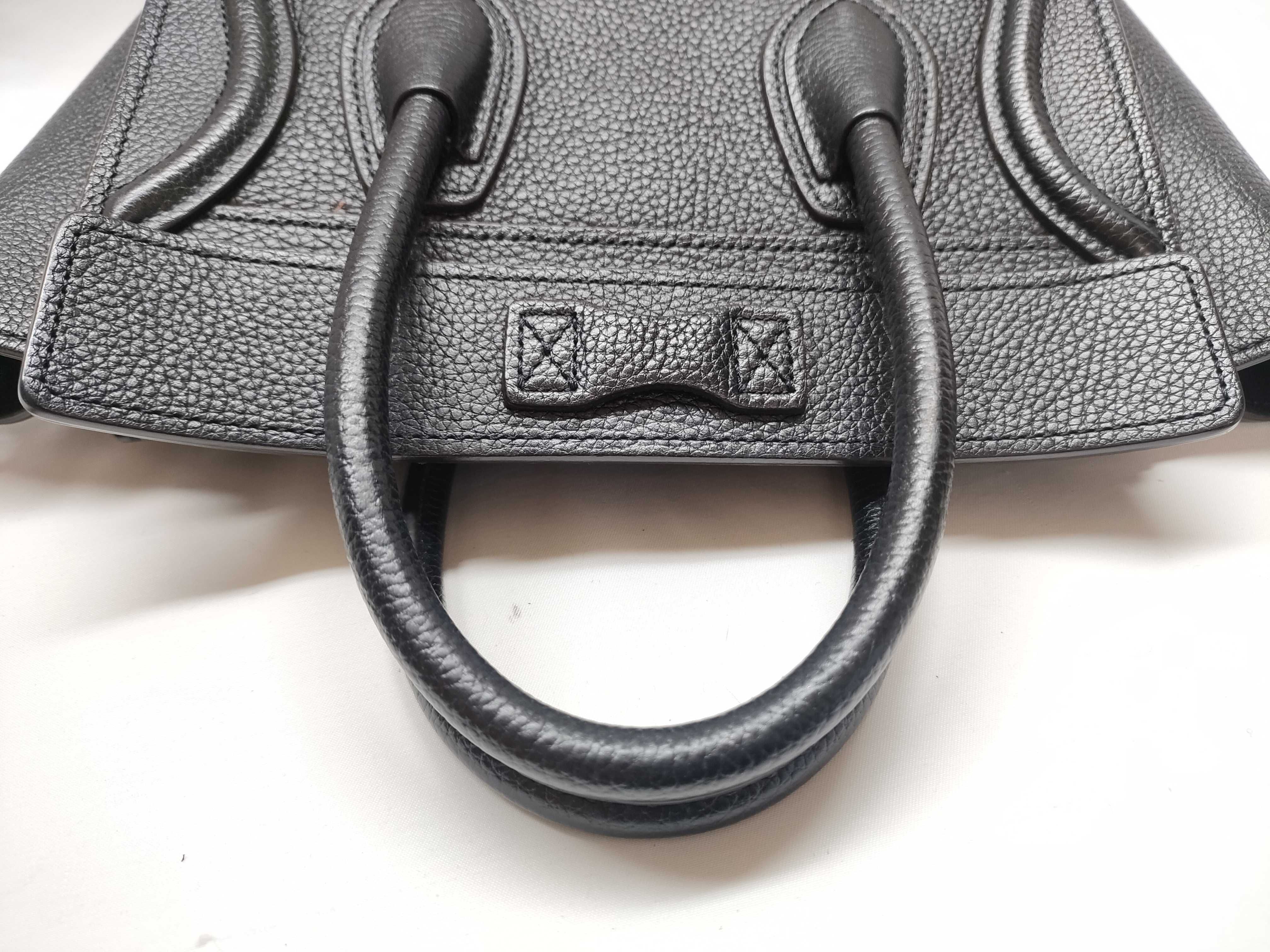 Luggage Nano Shopper Leather 2-Way Handbag, Black — view 8