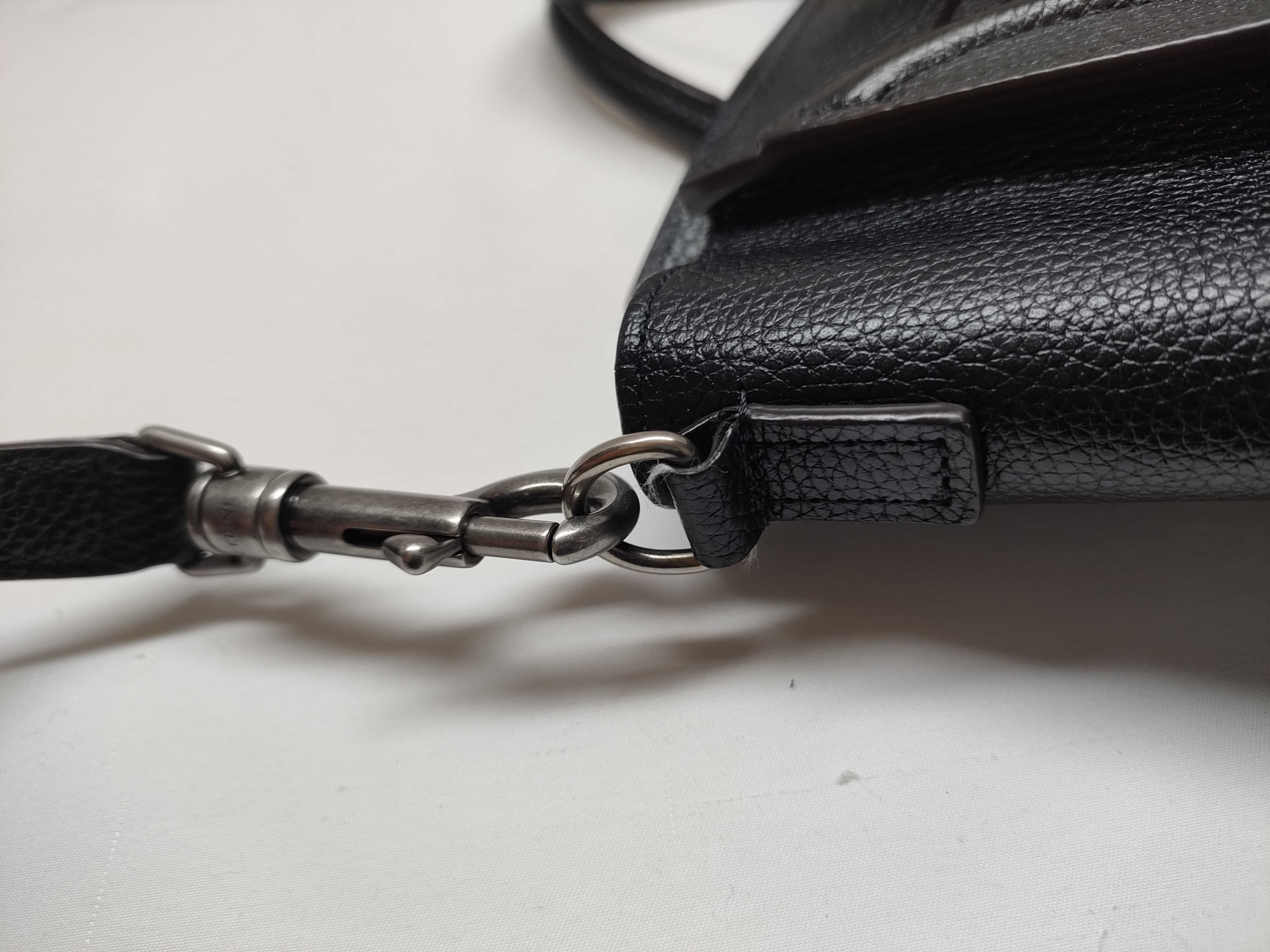Luggage Nano Shopper Leather 2-Way Handbag, Black — view 9
