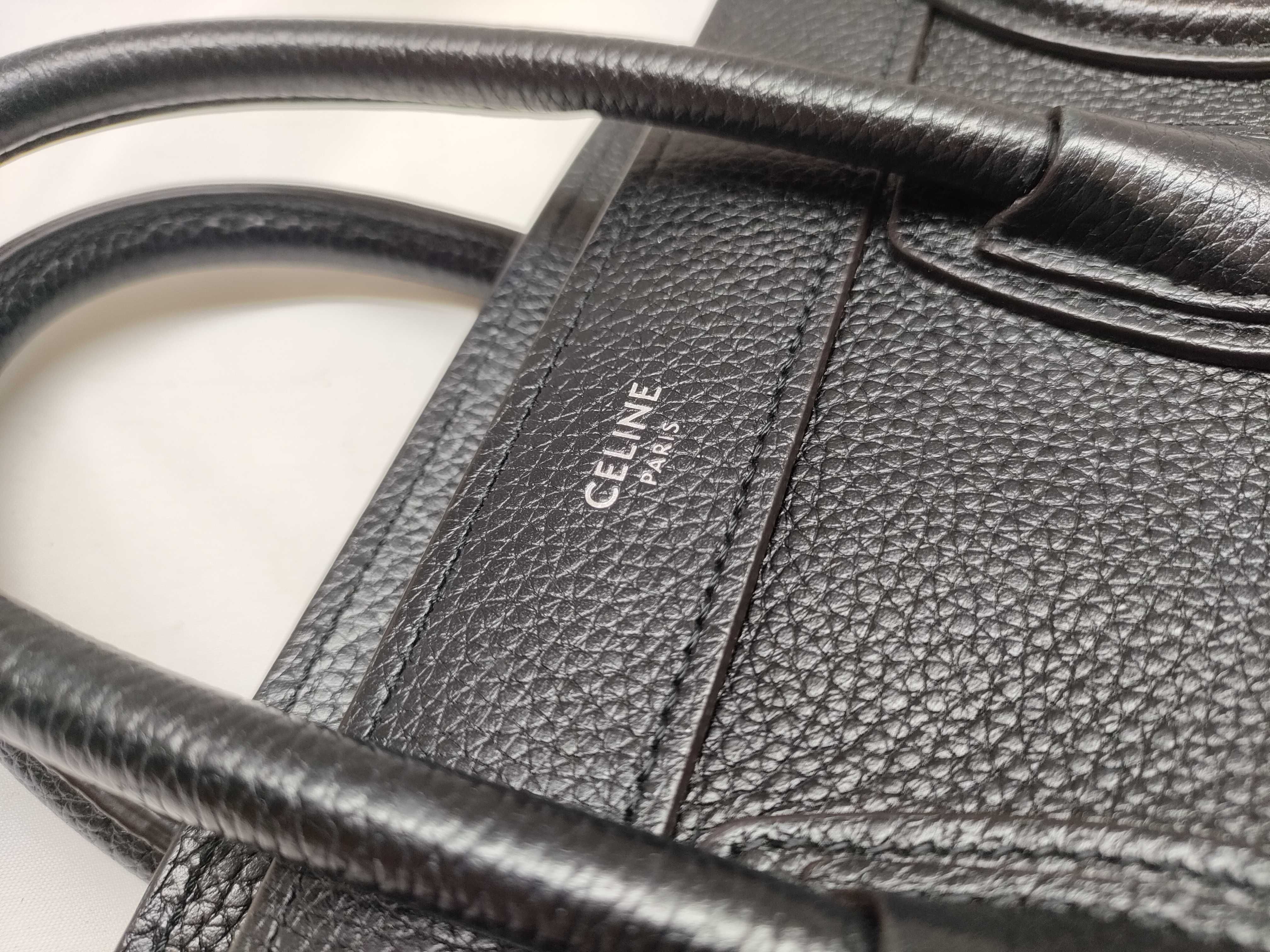 Luggage Nano Shopper Leather 2-Way Handbag, Black — view 10