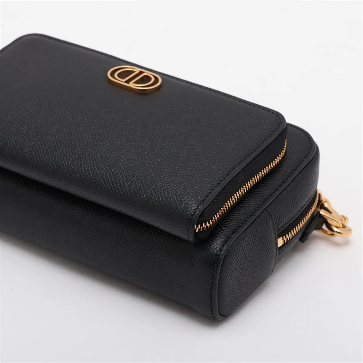 Calo Double Pouch Leather Shoulder Bag Black — view 3