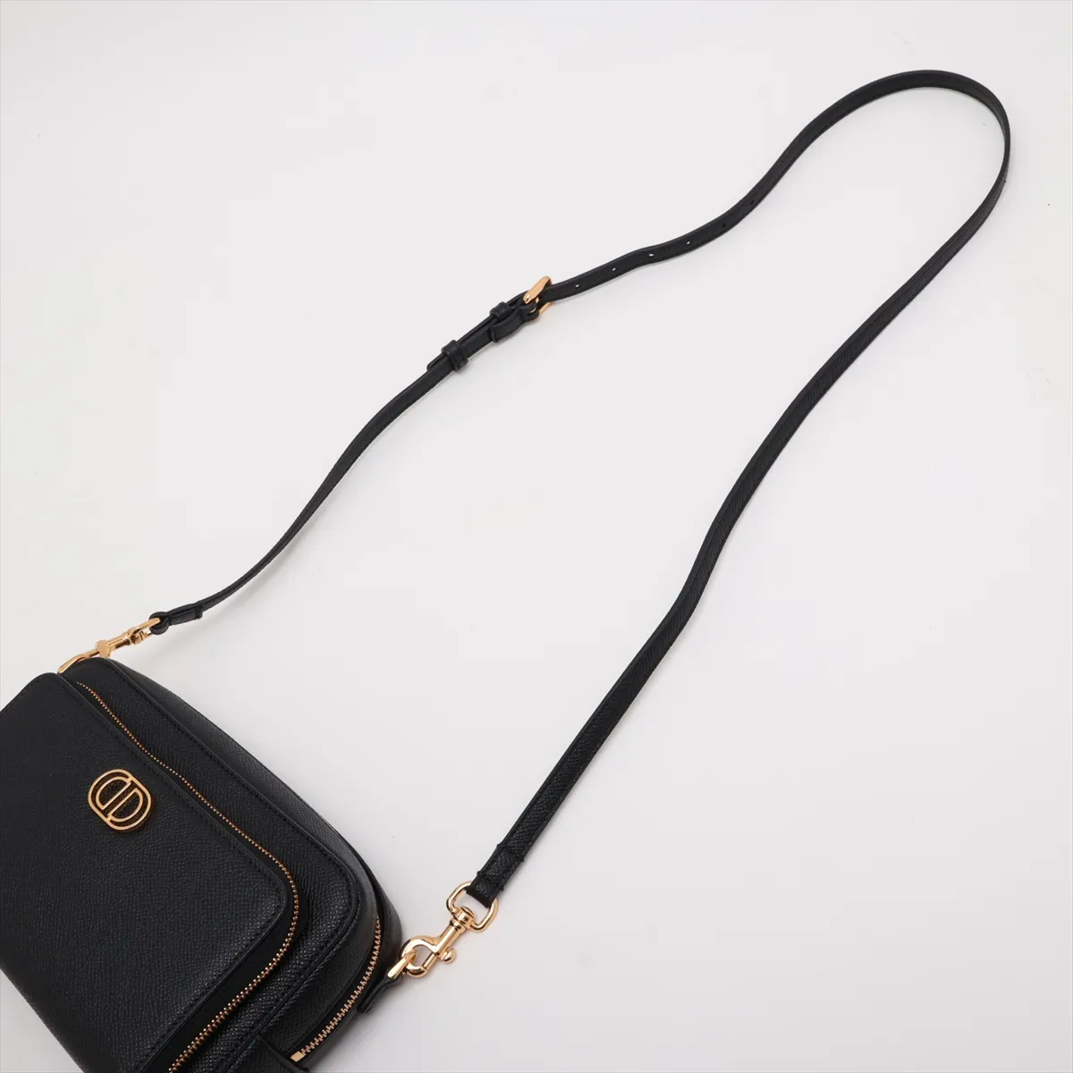 Calo Double Pouch Leather Shoulder Bag Black — view 5