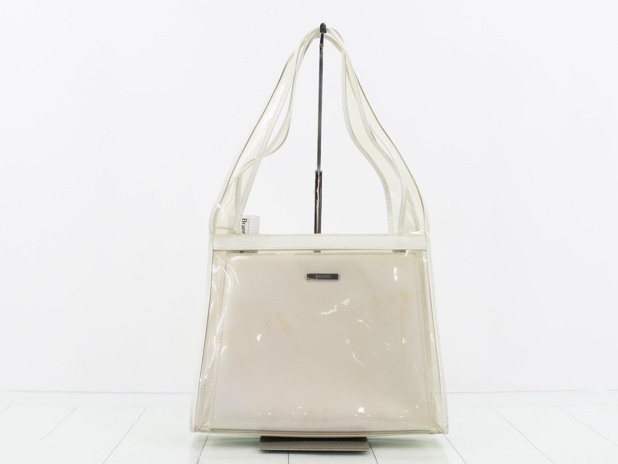 White vinyl tote bag