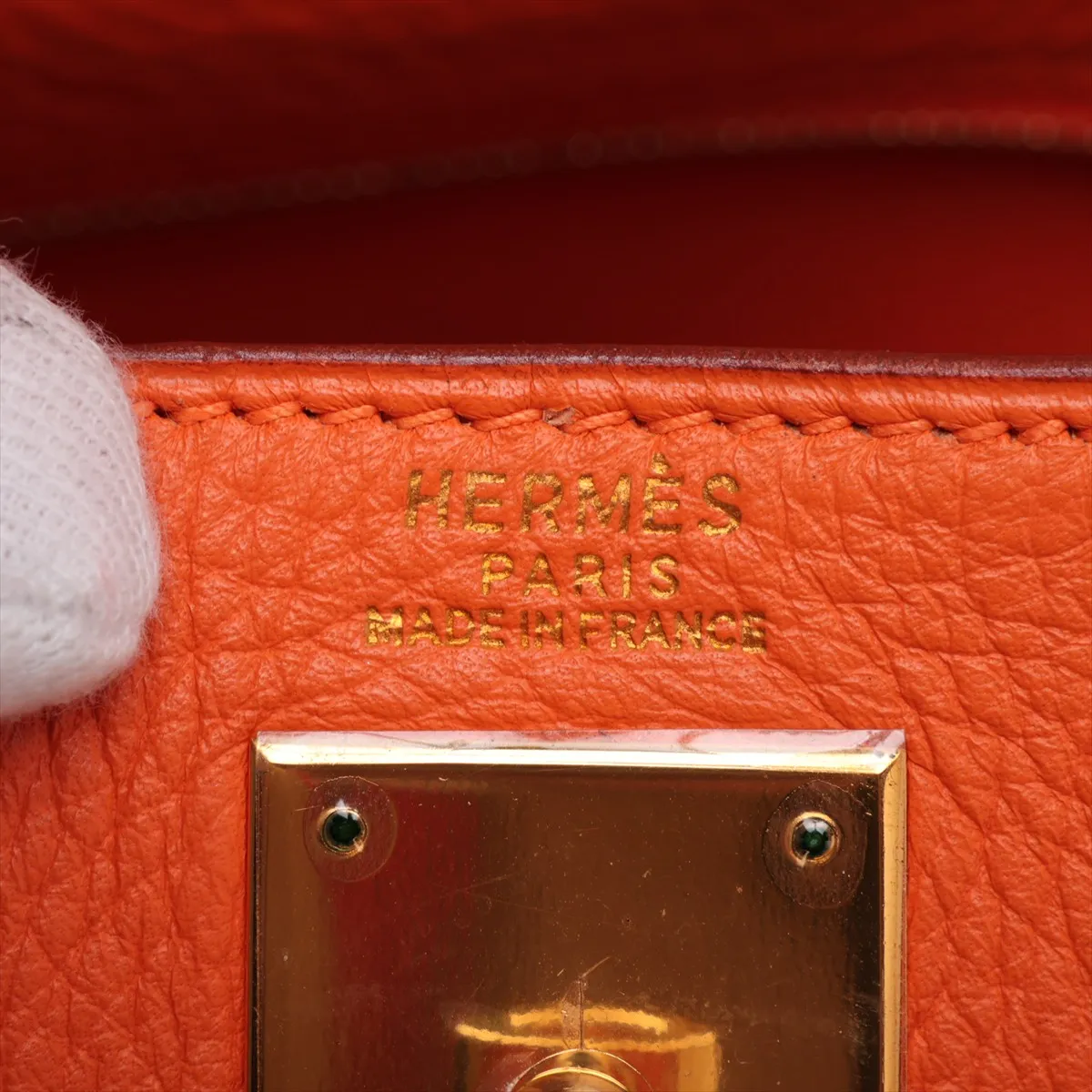 [Individually packaged] Hermes Kelly 32 Retournée Taurillon Clemence Orange Gold Hardware B: 1998 — view 12