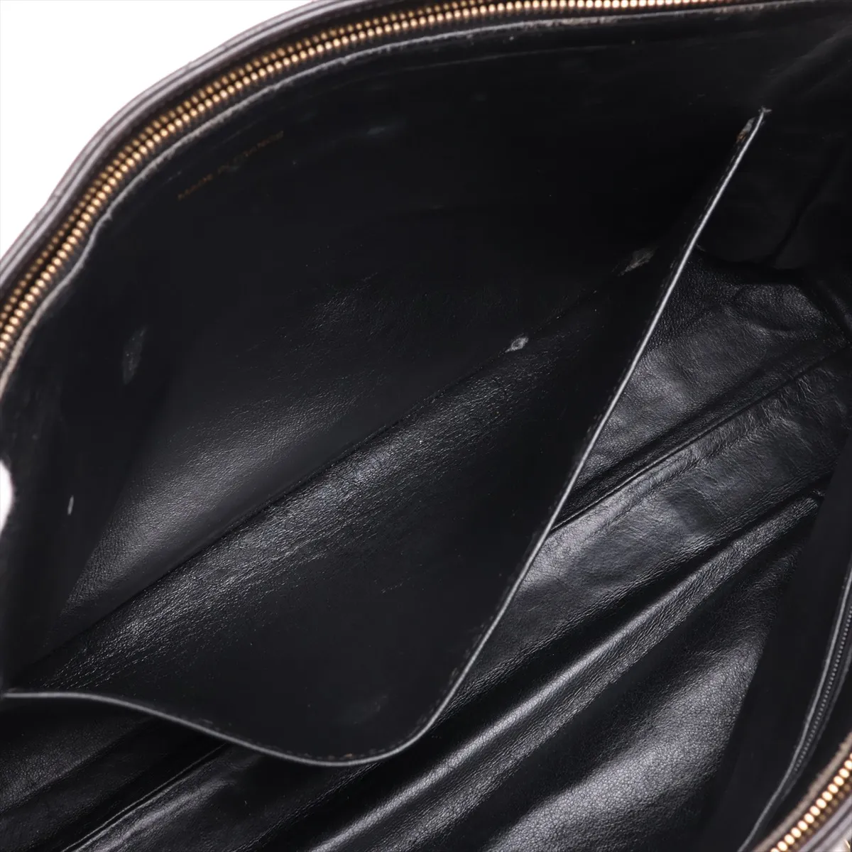 Matelassé Lambskin Chain Shoulder Bag, Black with Gold Hardware — view 9