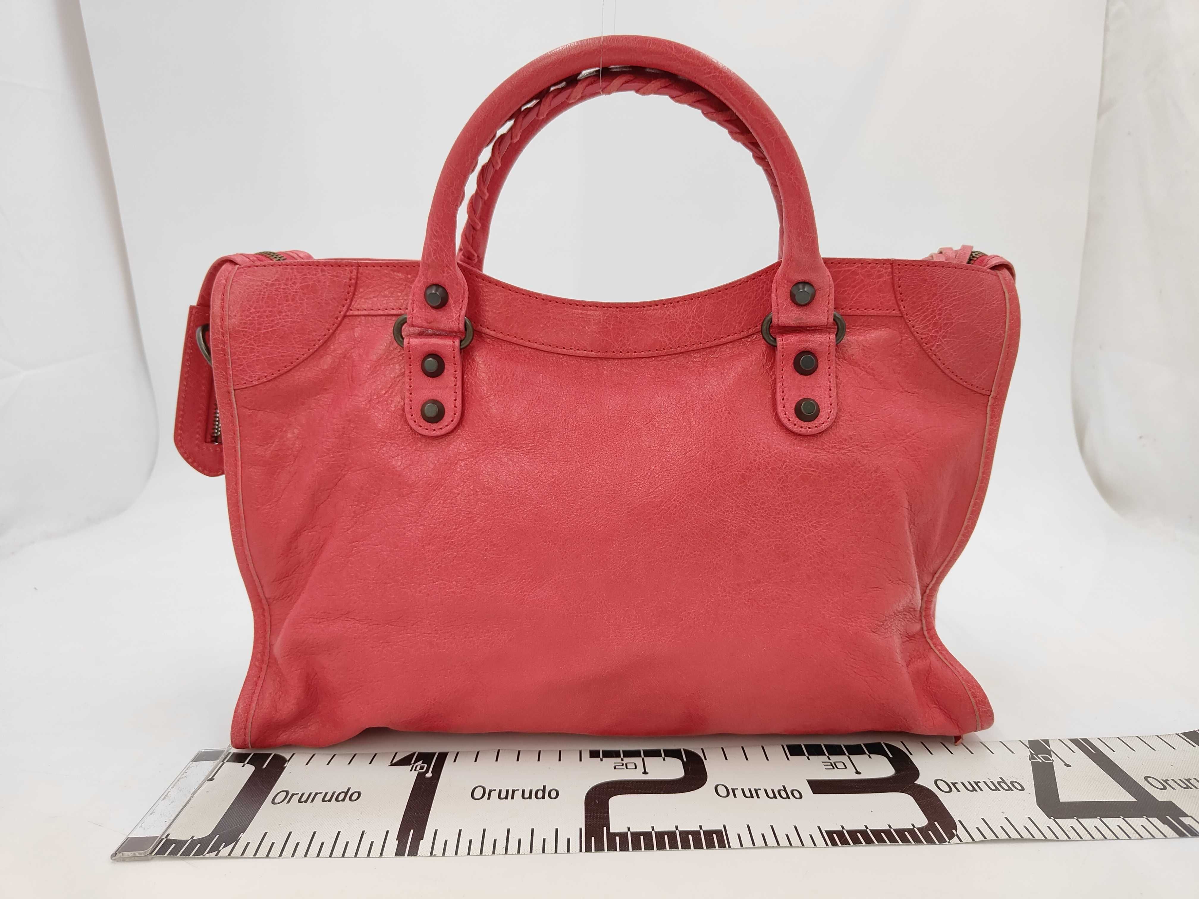 115748 The City Medium Rose Turian Lambskin Leather Shoulder Bag with Mirror — view 2