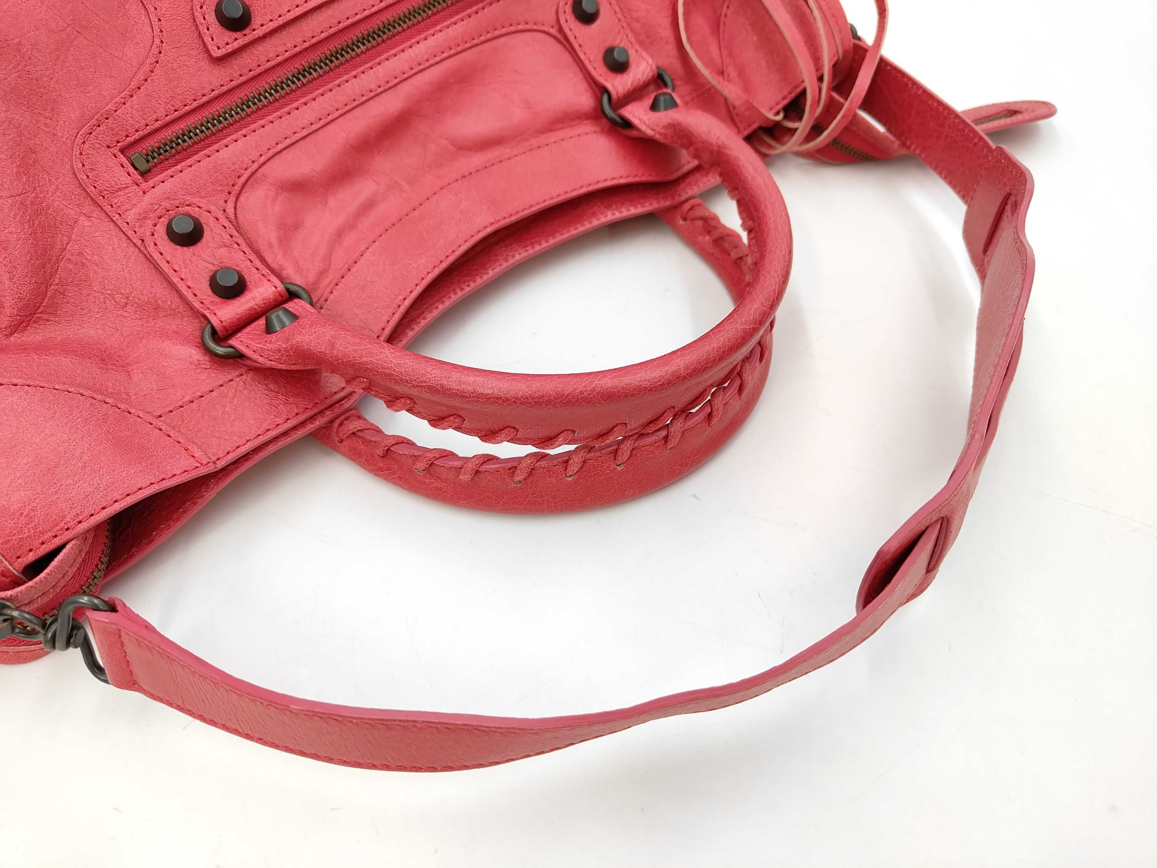 115748 The City Medium Rose Turian Lambskin Leather Shoulder Bag with Mirror — view 4