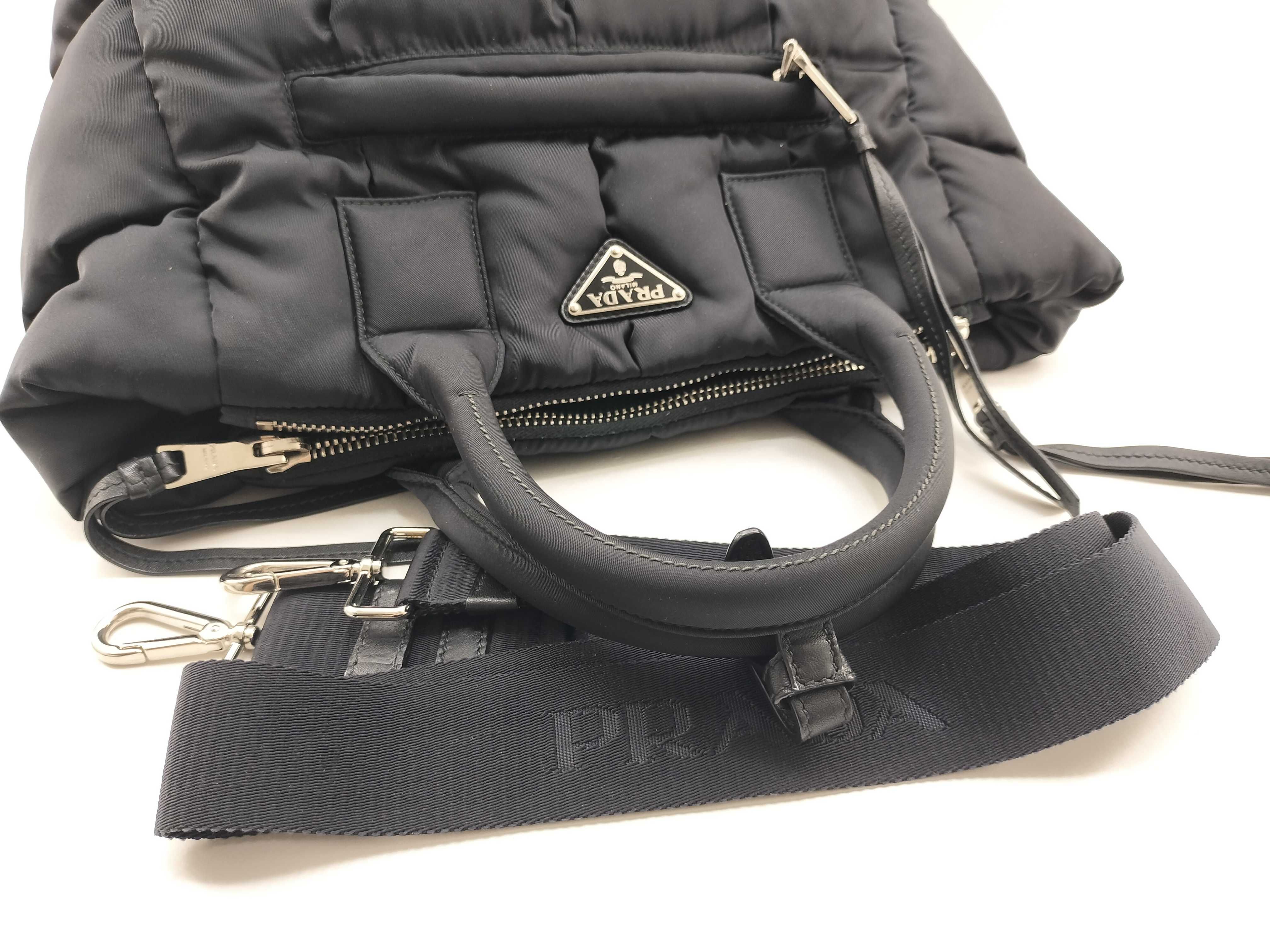 Nylon Prada Tessuto Bomber Nylon x Leather 2-Way Handbag Black BN2636 Handbag — view 9