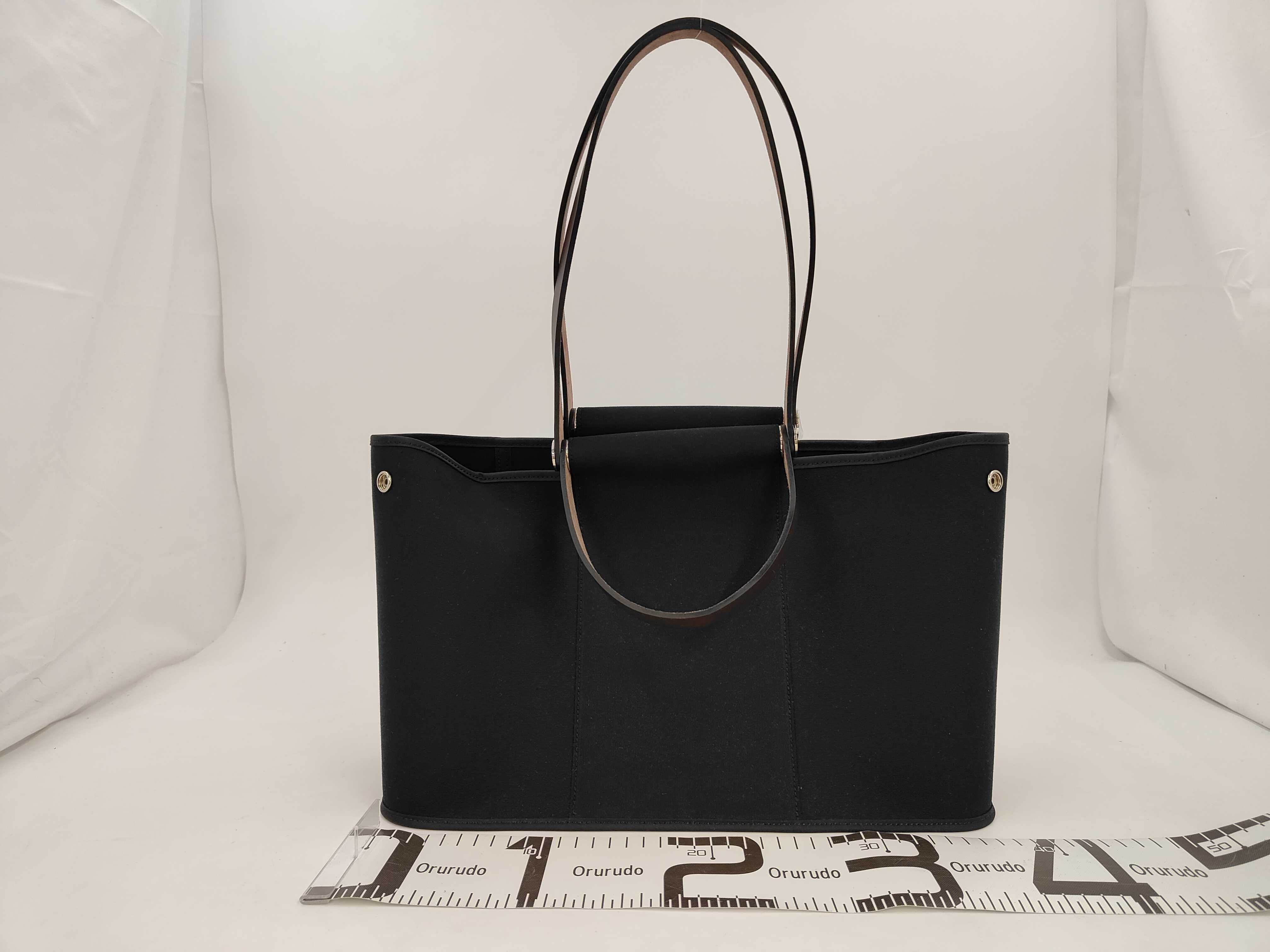 Cabas Elan 39 PM Toile Officier x Vache Hunter Black Silver Hardware Tote Bag — view 2