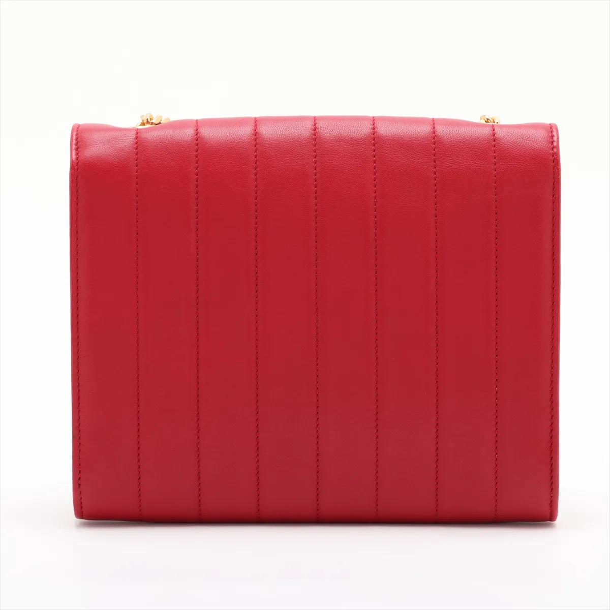 Vicki Leather Chain Shoulder Bag, Red, 554125 — view 2