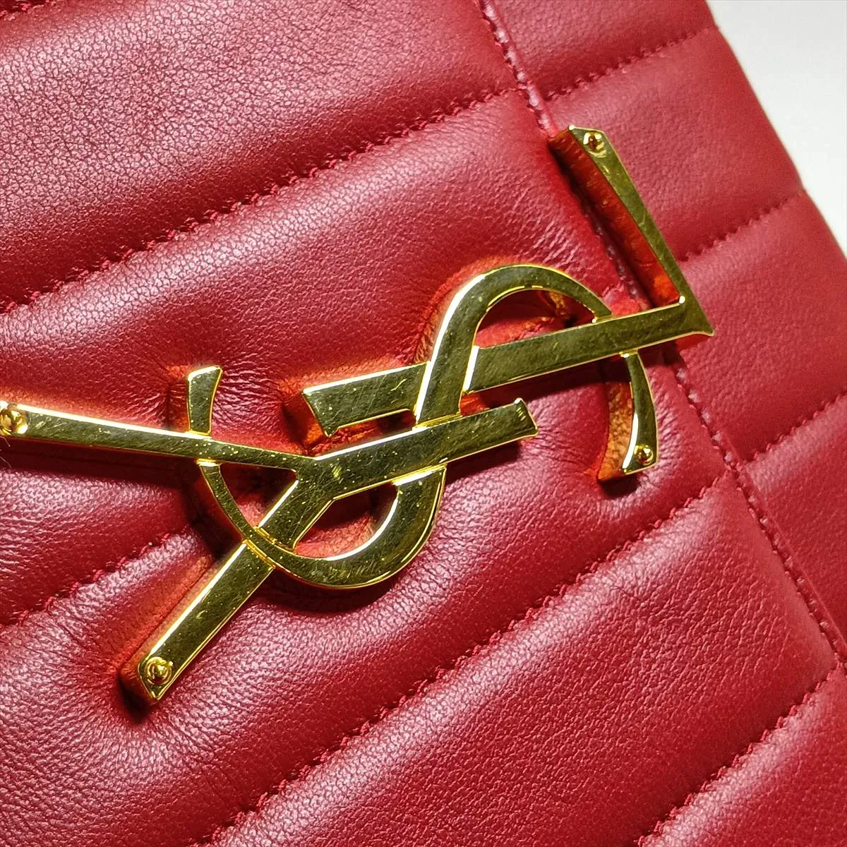 Vicki Leather Chain Shoulder Bag, Red, 554125 — view 15