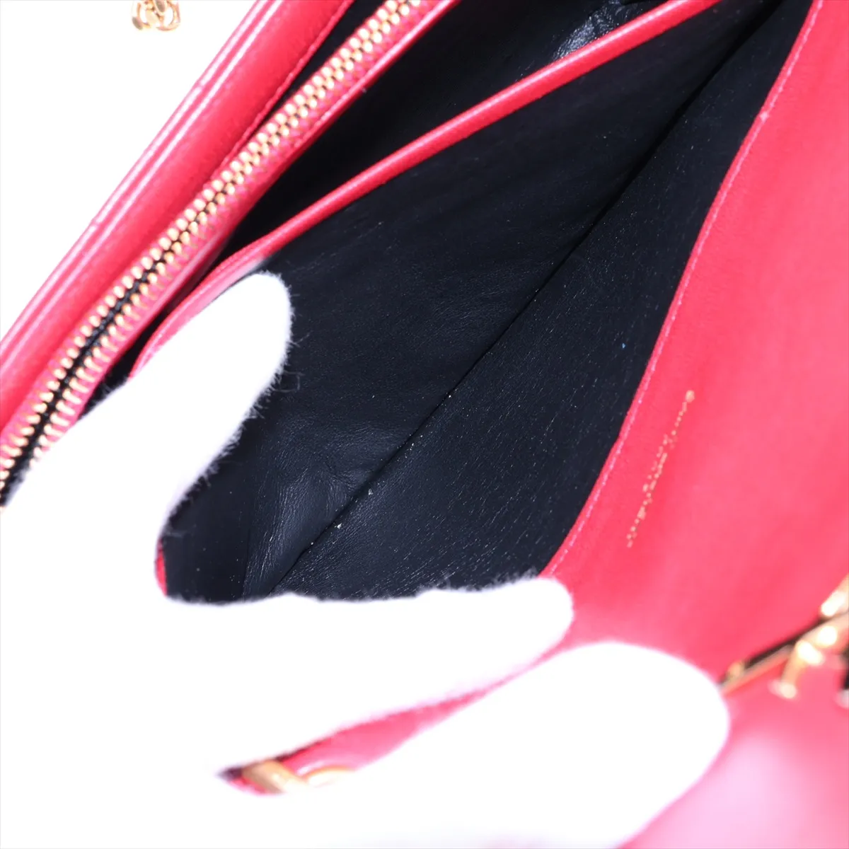 Vicki Leather Chain Shoulder Bag, Red, 554125 — view 9