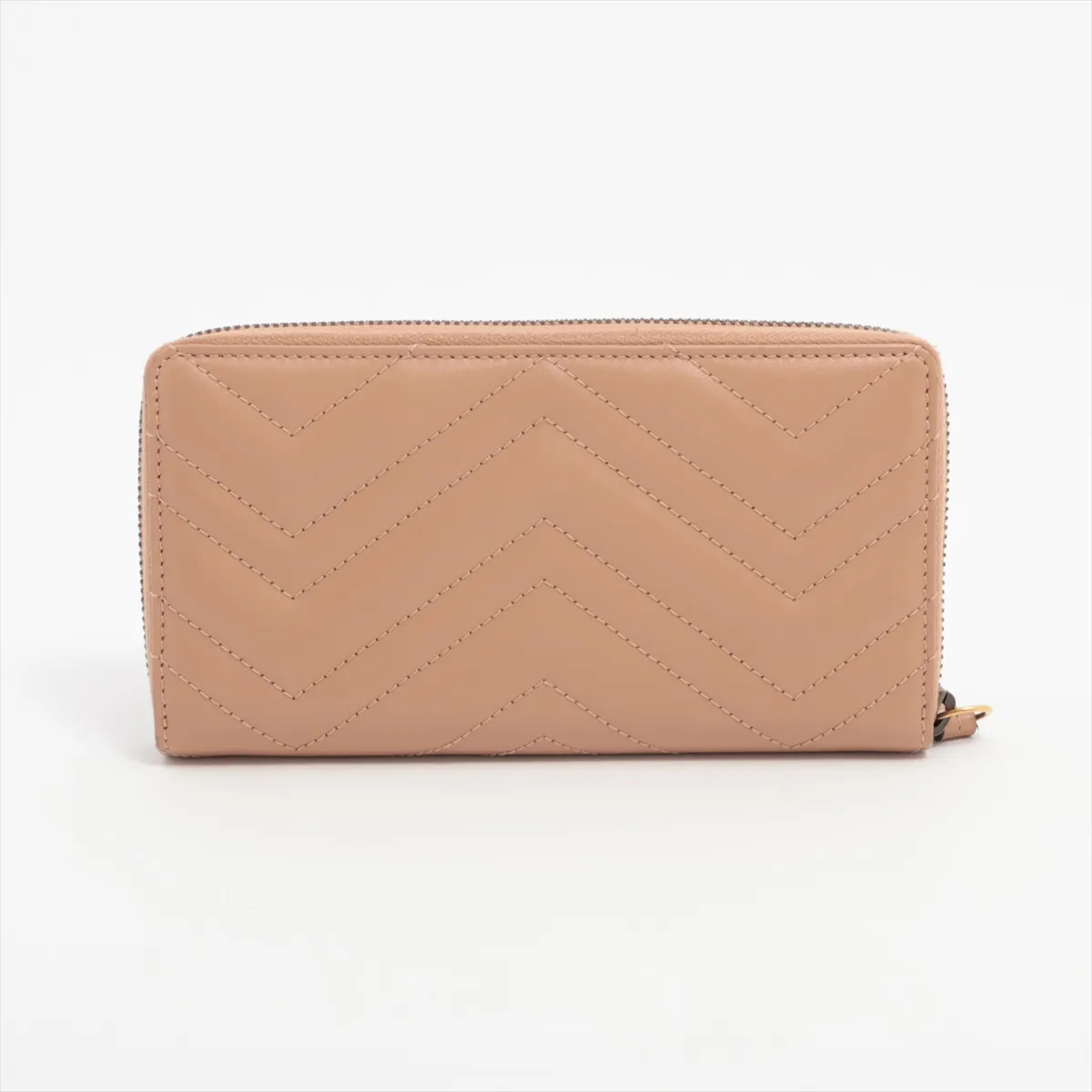 GG Marmont 826153 Leather Round Zip Wallet Beige Ⓖ Engraved — view 2