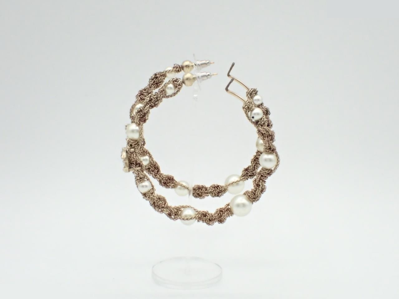 Hoop Earrings, Extra Large, Coco Mark, Chain, A18A, 7cm Wide — view 3