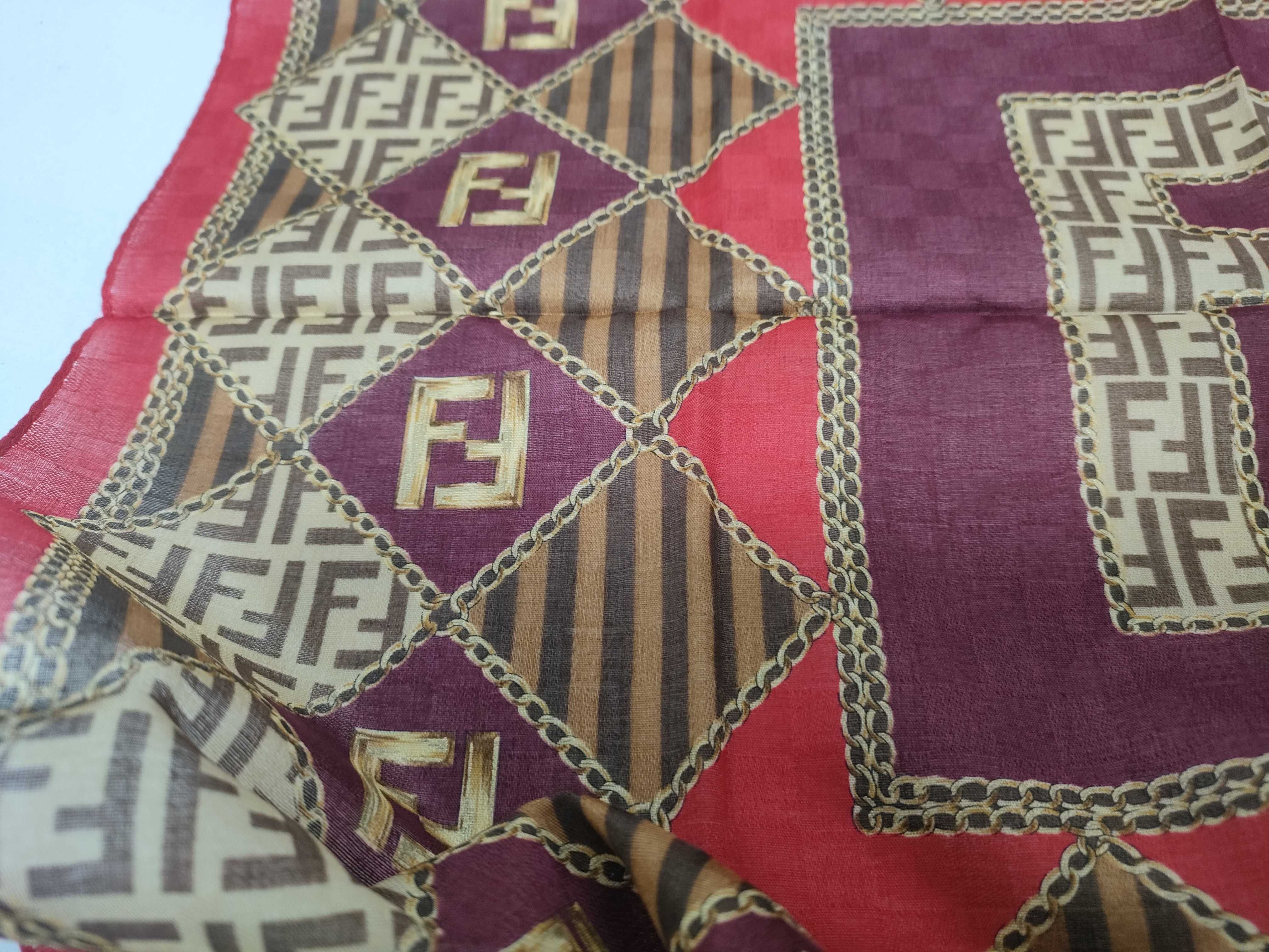 handkerchief scarf with sticker, FF all-over print, Zucca pattern, chain, and other accessories. — view 6