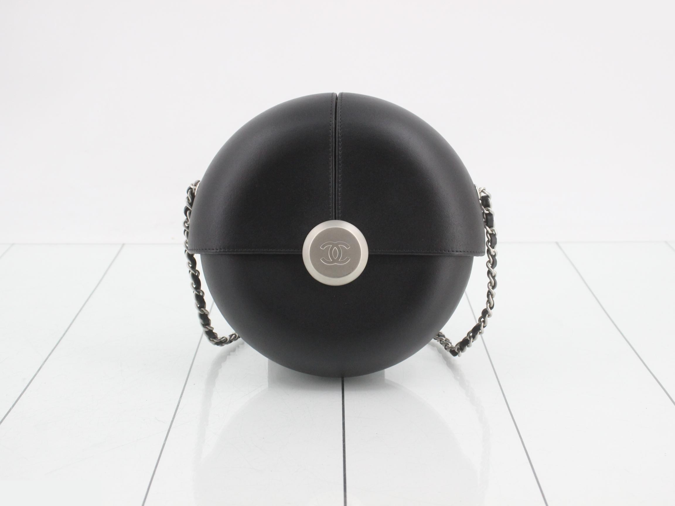 Evening in the Air Leather Chain Shoulder Bag, Black — view 2