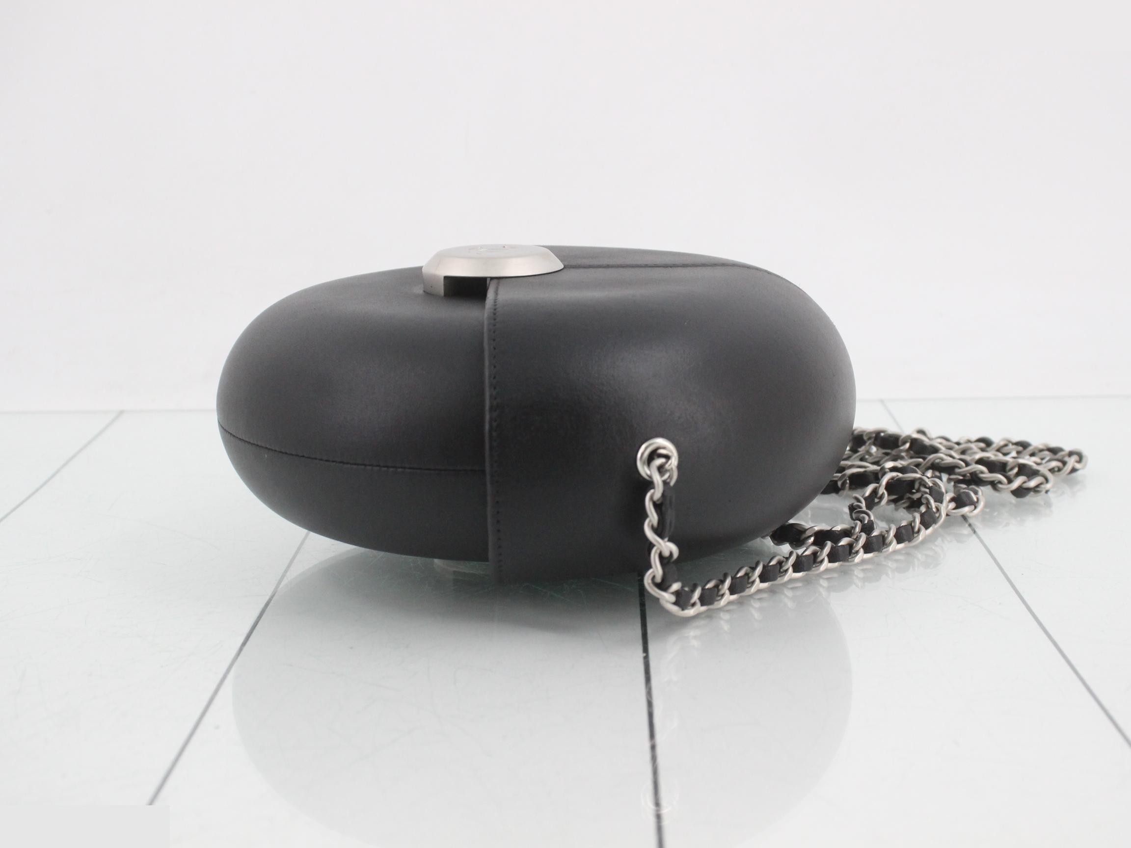 Evening in the Air Leather Chain Shoulder Bag, Black — view 3