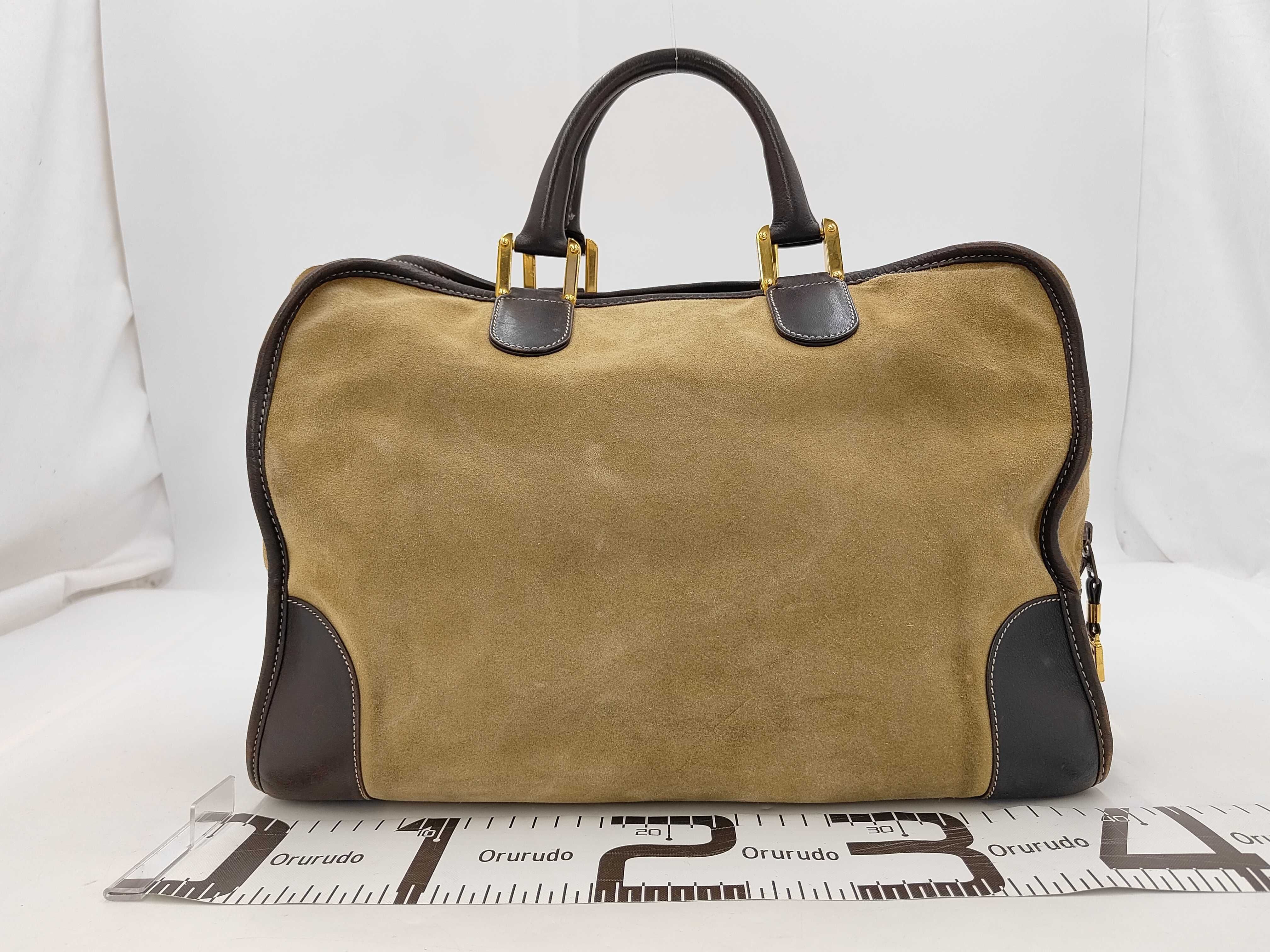 Loewe Amazona 40 Boston Bag Suede Brown Handbag — view 2
