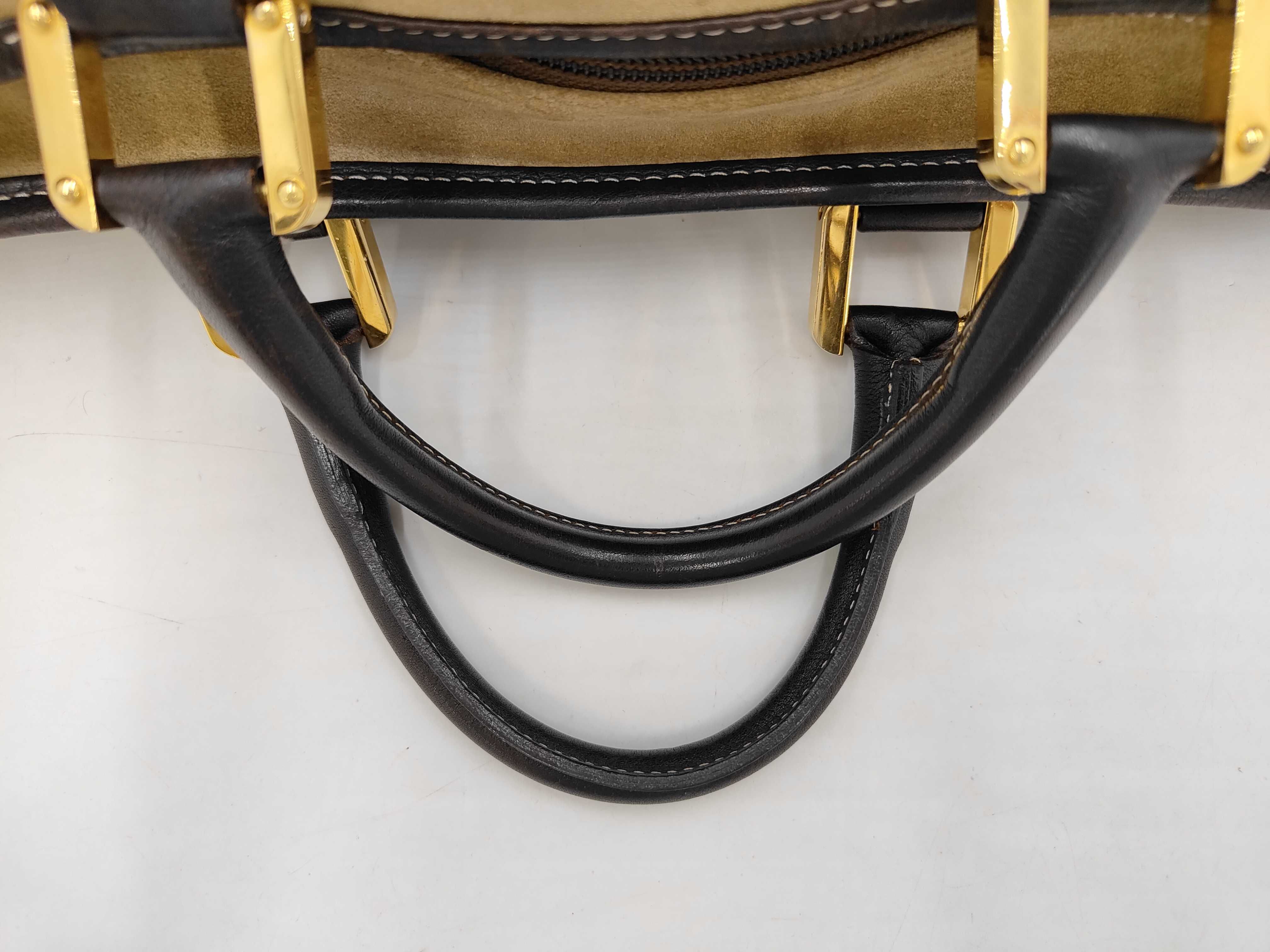 Loewe Amazona 40 Boston Bag Suede Brown Handbag — view 3