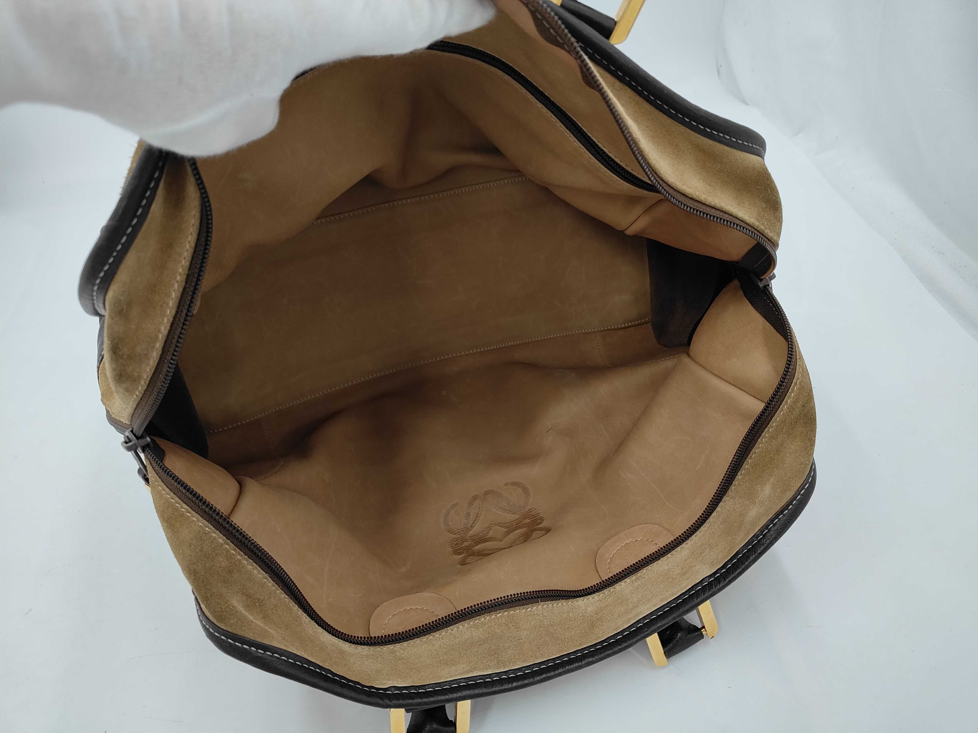 Loewe Amazona 40 Boston Bag Suede Brown Handbag — view 10