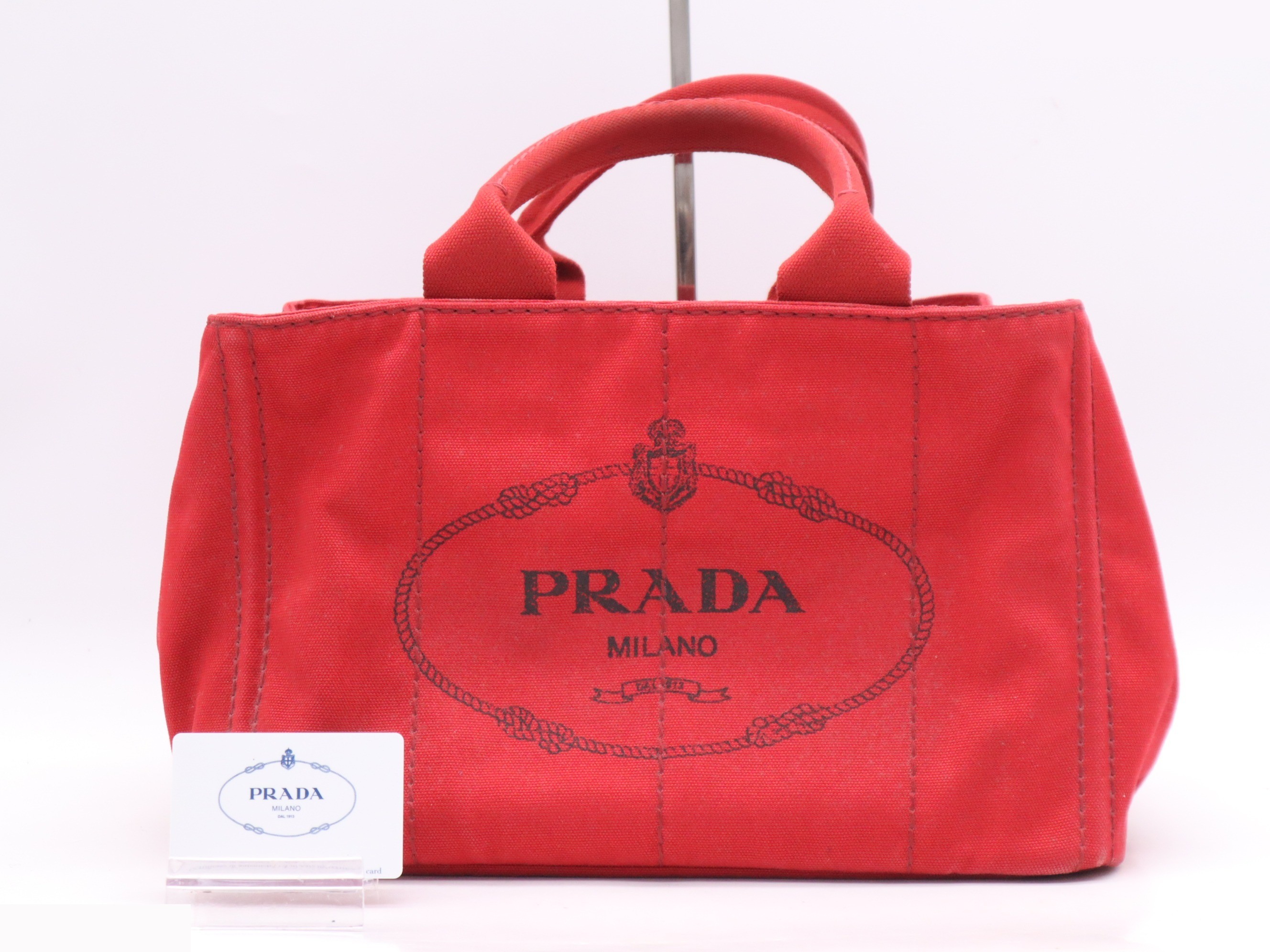 Canvas Canapa handbag, with guarantee card, red.
