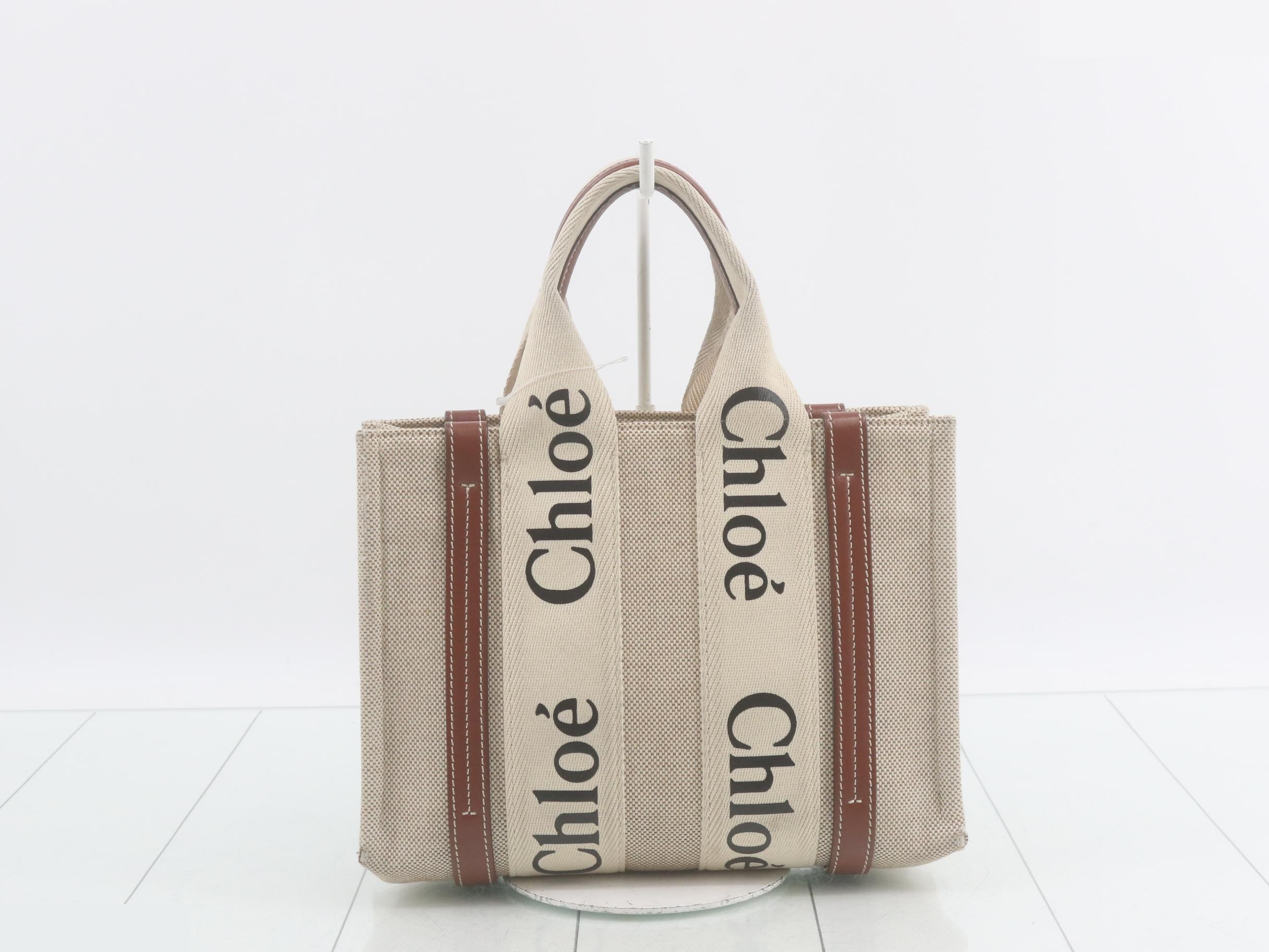 Canvas Woody Small Tote Bag, Natural — view 2