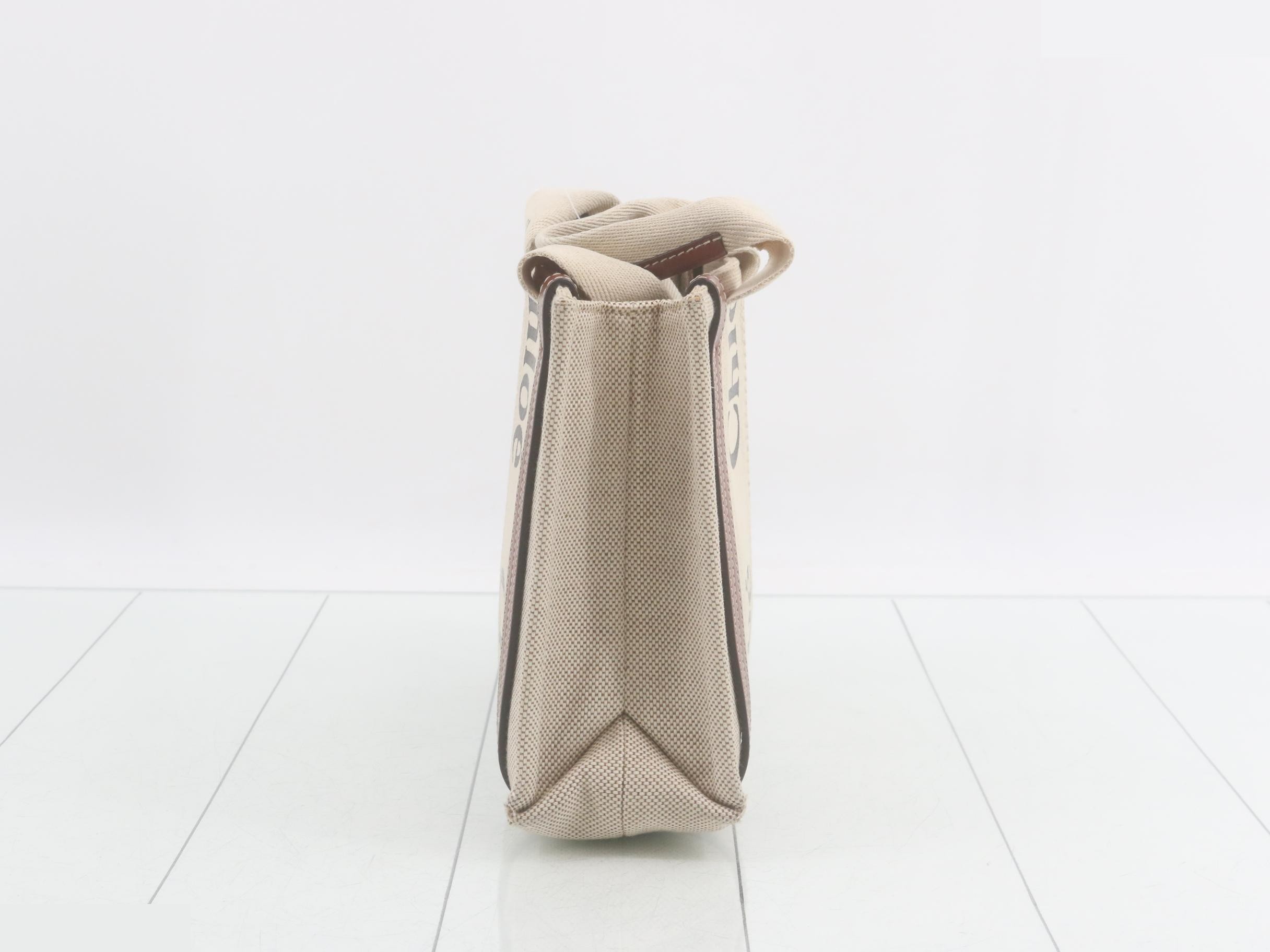 Canvas Woody Small Tote Bag, Natural — view 4