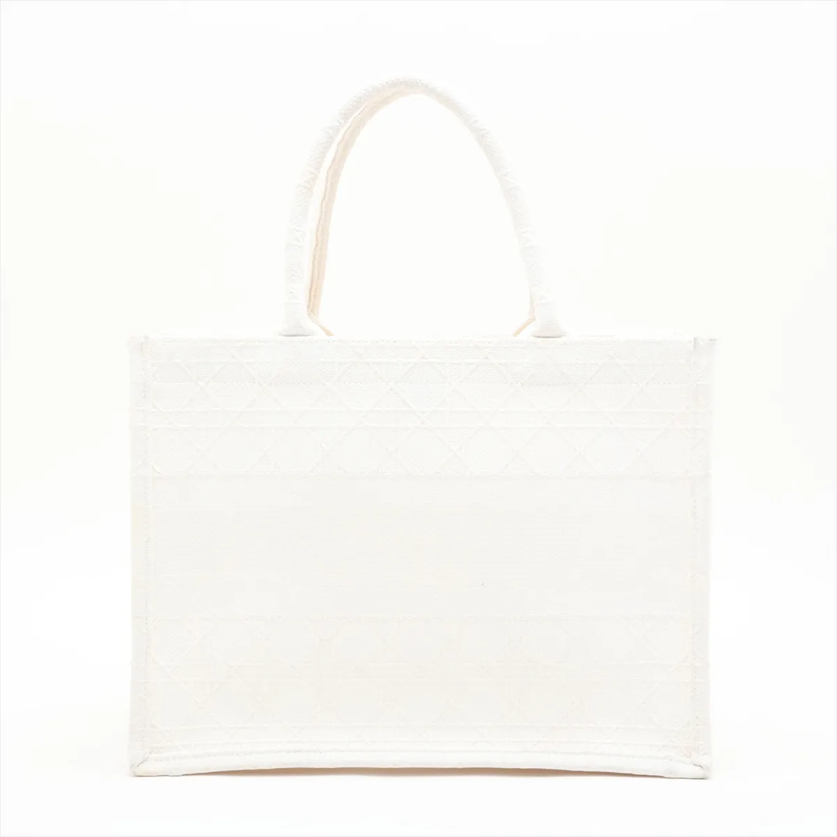 Cannage Book Tote Medium Canvas Tote Bag White — view 2